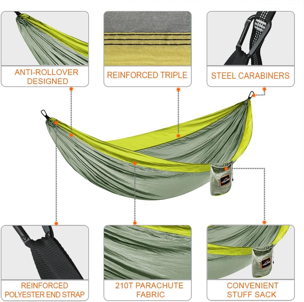Thumbnail 3 de Anortrek Outdoor Hammock 1-Person 280x140 cm – Ultra-Light, Durable Nylon Camping Hammock with Tree Straps