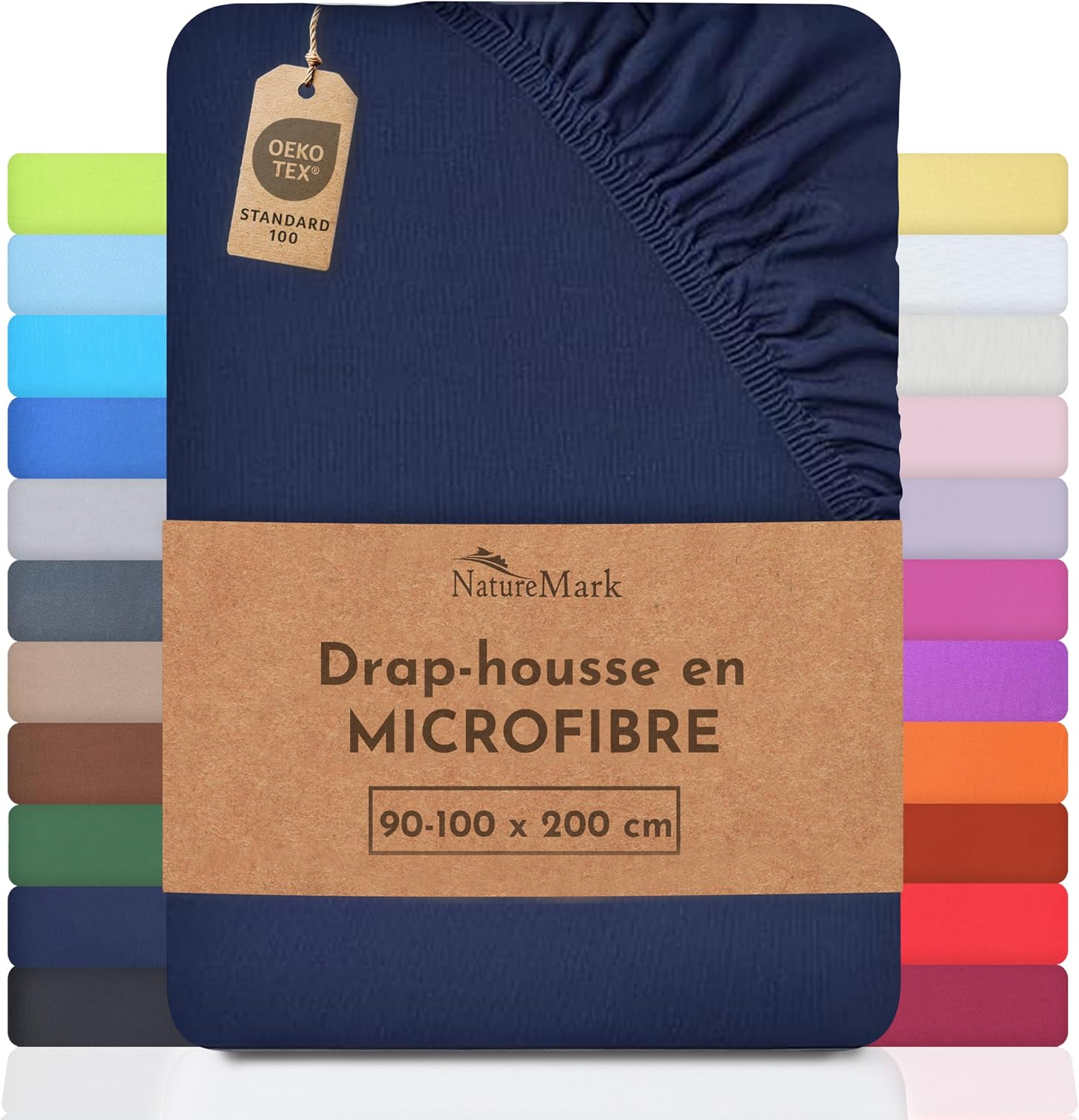 Detalle de NatureMark microvezel hoeslaken 90 x 200–100 x 200 cm, marineblauw