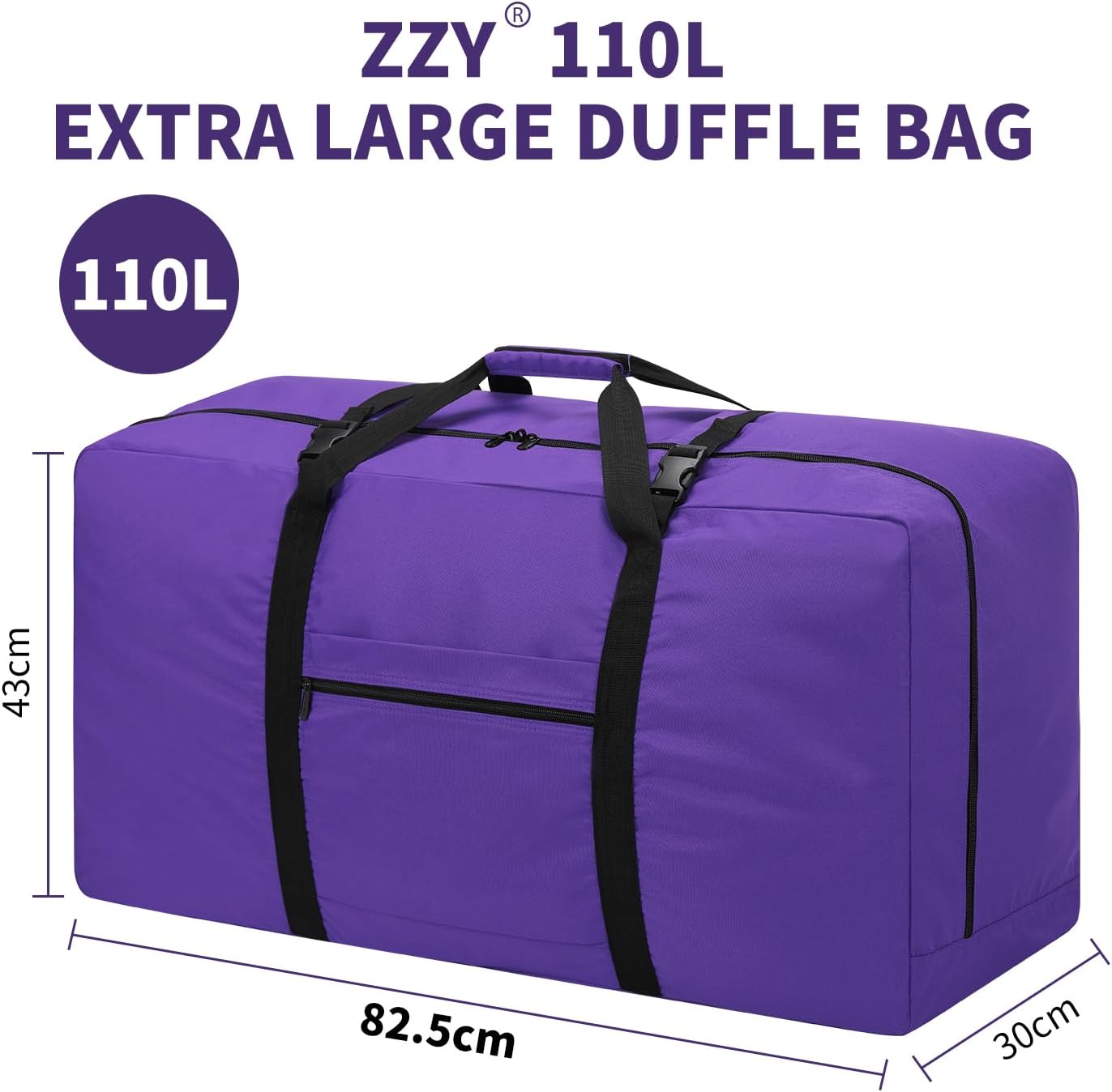 Thumbnail 5 de Surdimensionné Sac de Voyage Pliable 110L – Grand Léger Violet, pratique pour camping et weekends