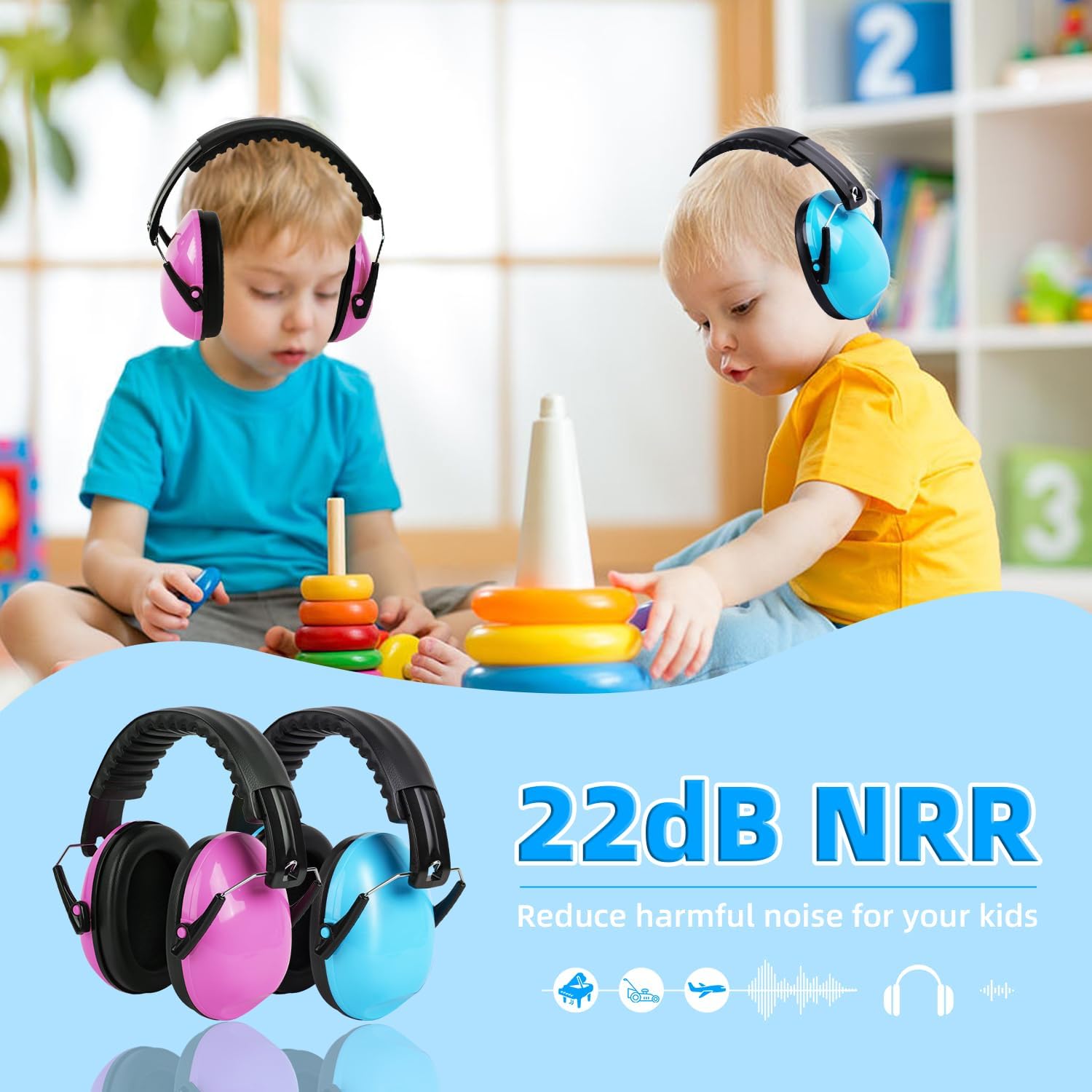 Detalle 2 de BOLIFIER Kids Ear Defenders: Flexible 26dB Safety Earmuffs for 3–16 Year Olds