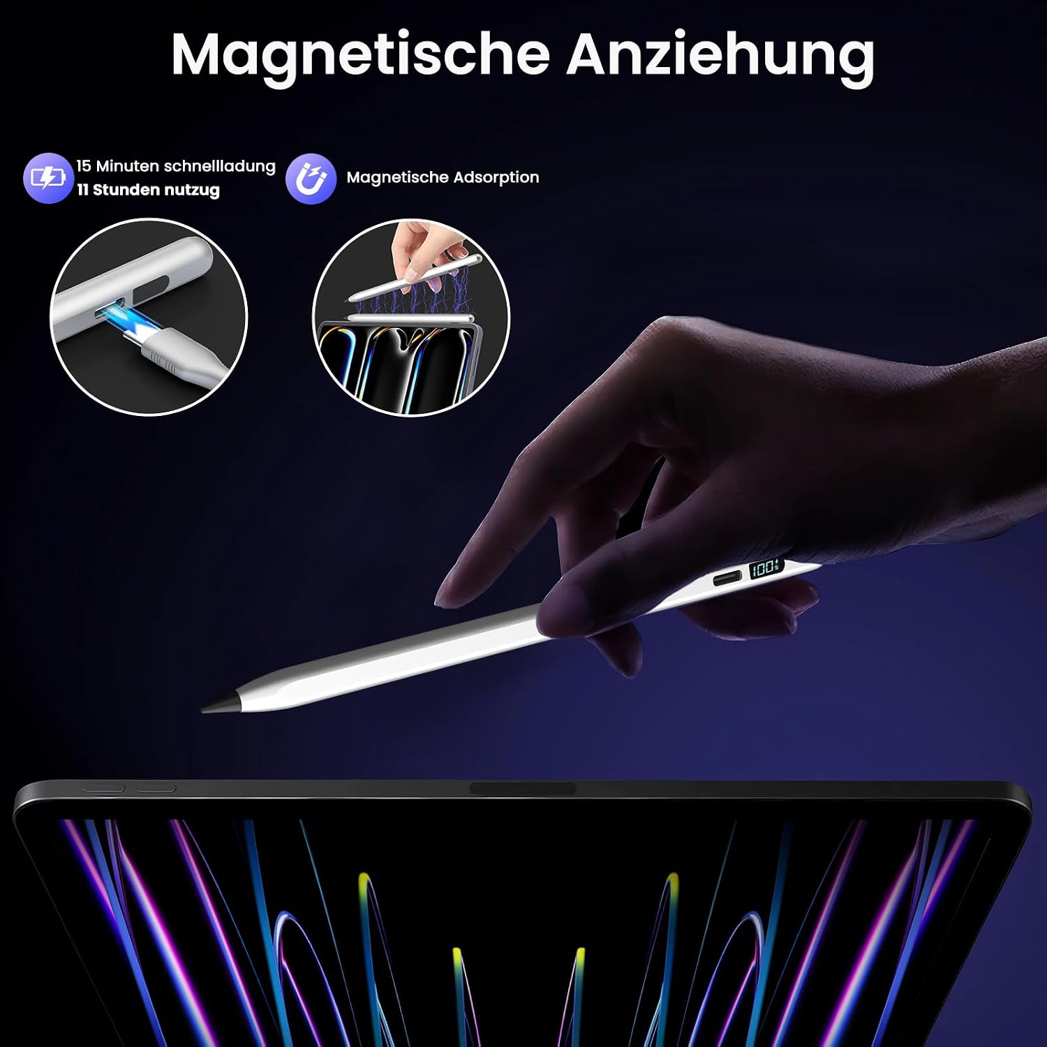 Thumbnail 4 de Mixoo Stylus Pen für iPad (2018–2026) – Stift mit schneller Ladung, Handflächenablehnung & Neigungssensitivität