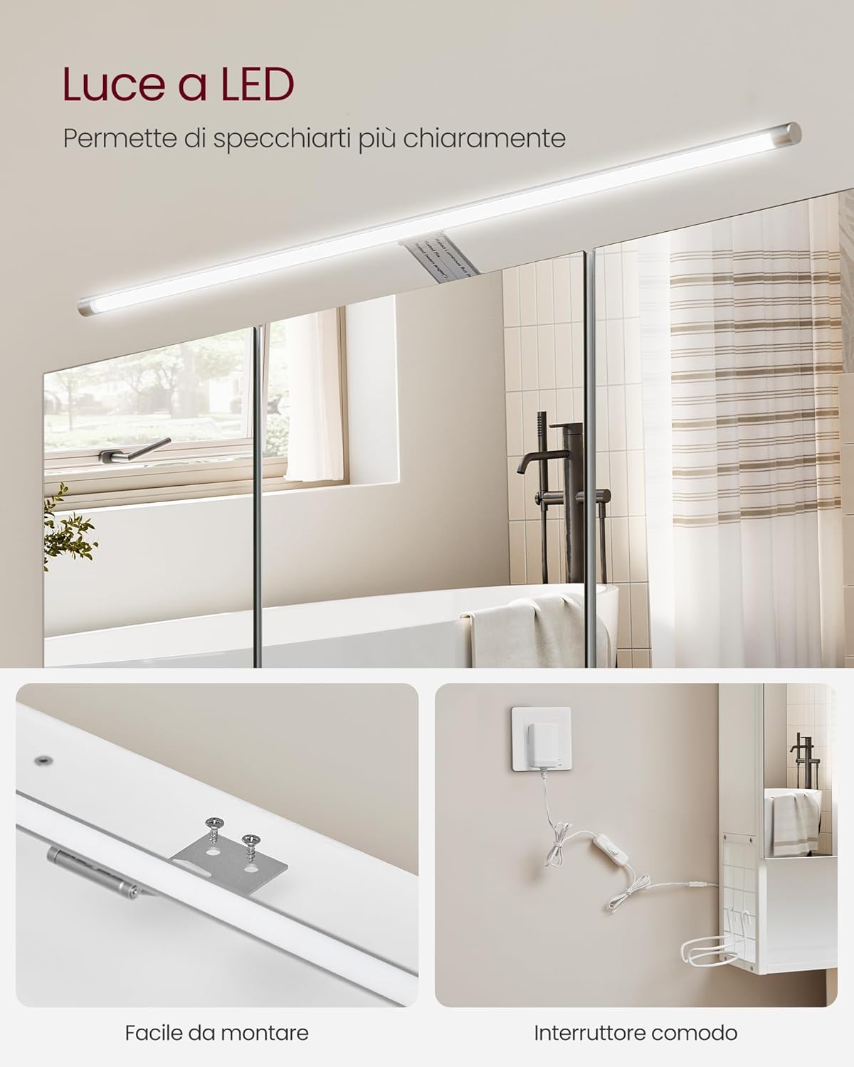 Thumbnail 3 de VASAGLE Armadietto da Bagno con Luce LED