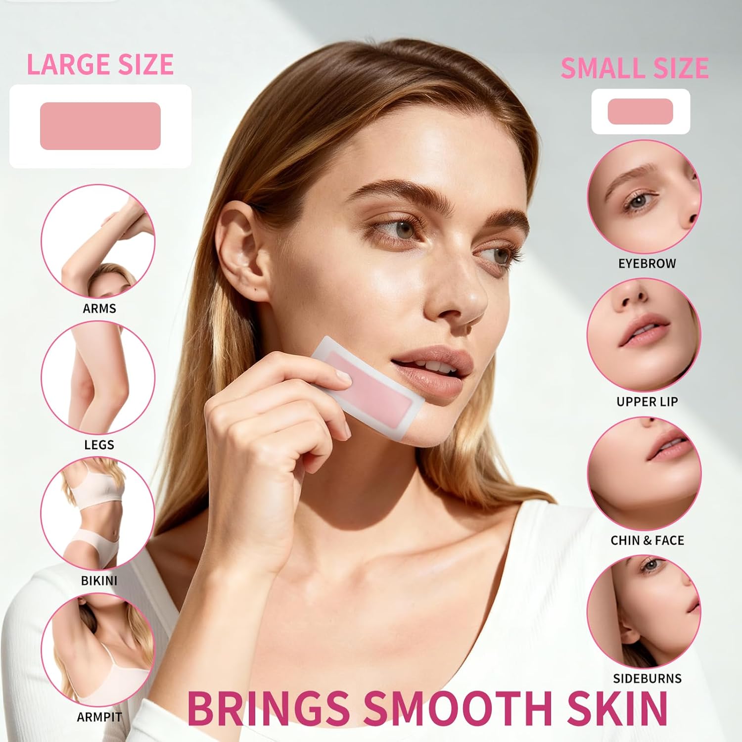 Detalle de Hoyesch 60 PCS Wax Strips Kit for Women: Facial & Body Hair Removal