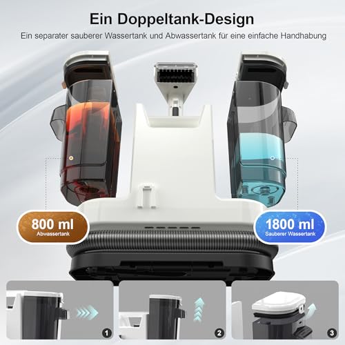 Detalle de Mamowla Polsterreiniger – Nasssauger, Waschsauger und Dampfreiniger für Polstermöbel