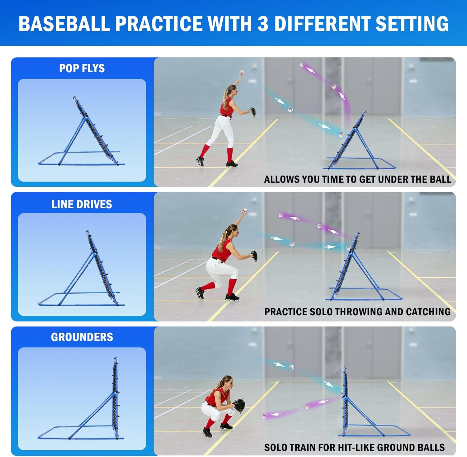 Thumbnail 2 de Winthai Soccer Baseball Volleyball Rebounder Net (5x4ft) – Quick-Switch 3-Mode Training Goal Net