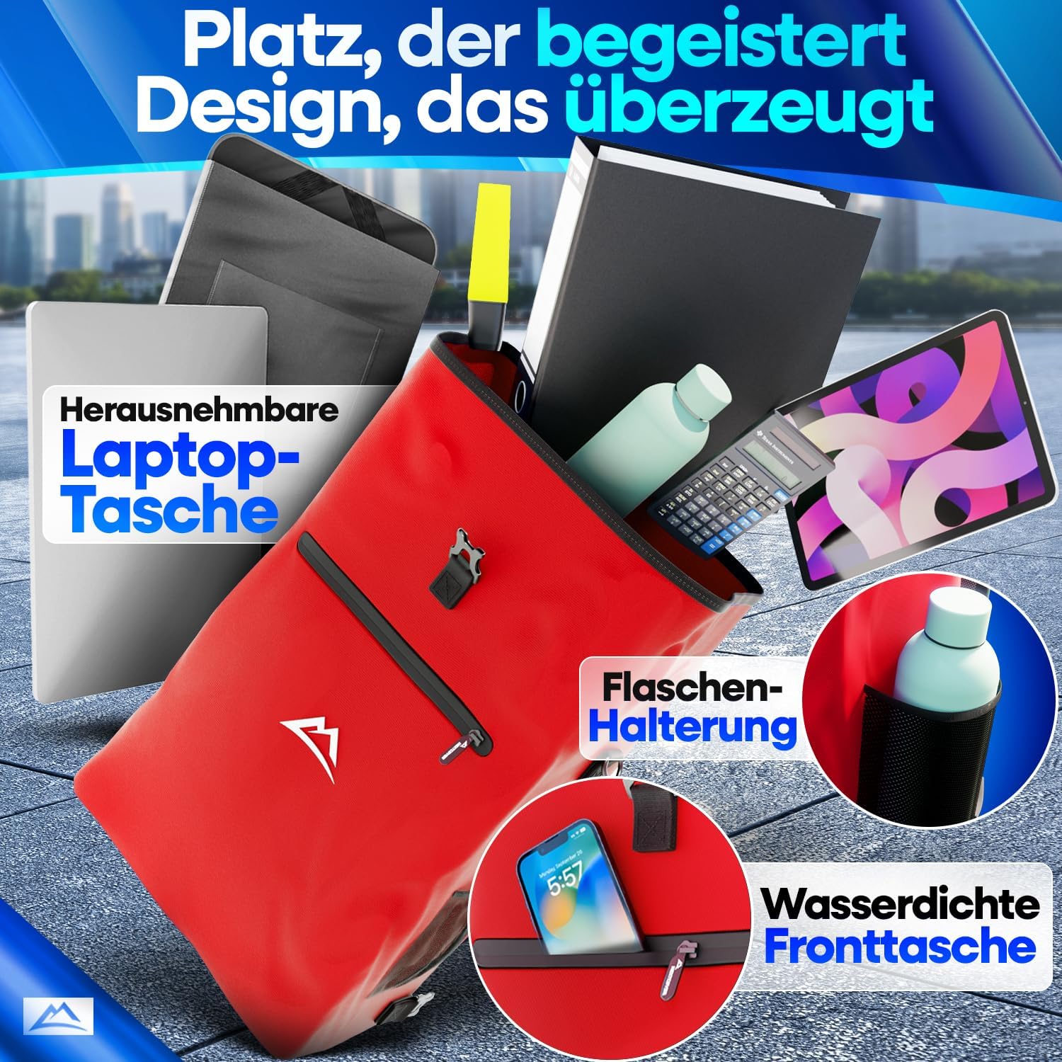 Thumbnail 2 de Nextcover® NEU 3in1 Fahrradtasche für Gepäckträger (PVC-frei) – 25L wasserdicht als Rucksack, Umhängetasche & Gepäckträgertasche