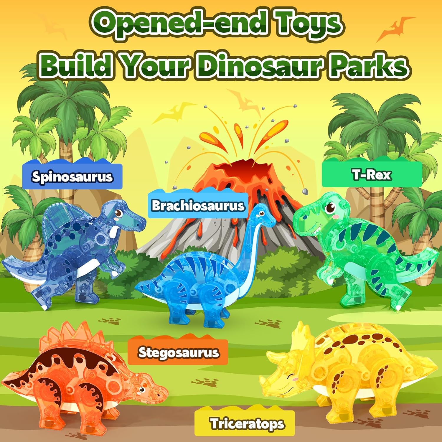 Detalle de Coodoo Dinosaur Magnetic Tiles 3D Set for Ages 3+ 🧩