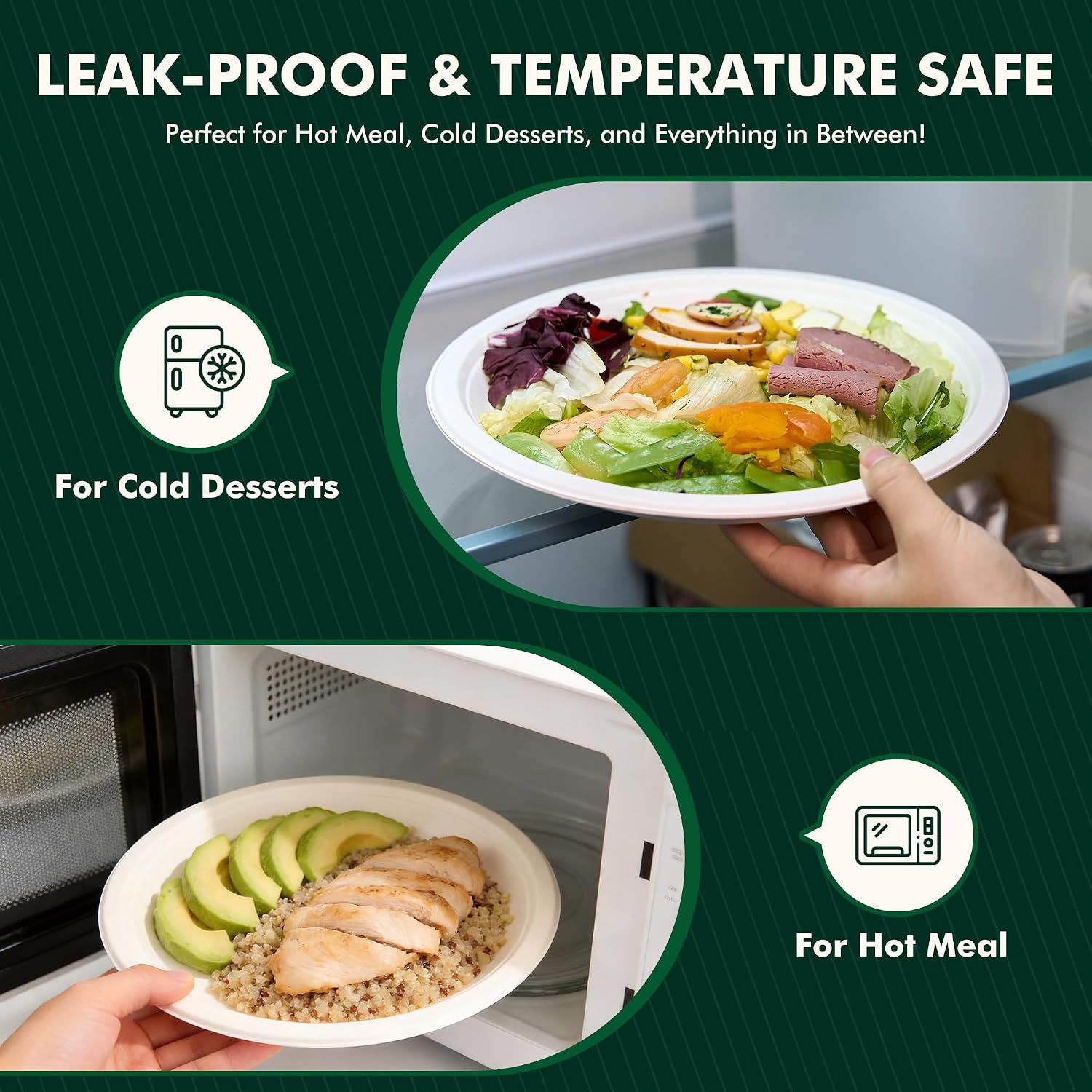 Thumbnail 6 de CELLURA 10 Inch 150 Pack Compostable Plates: Heavy-Duty, Microwave-Safe Sugarcane Fiber Disposables