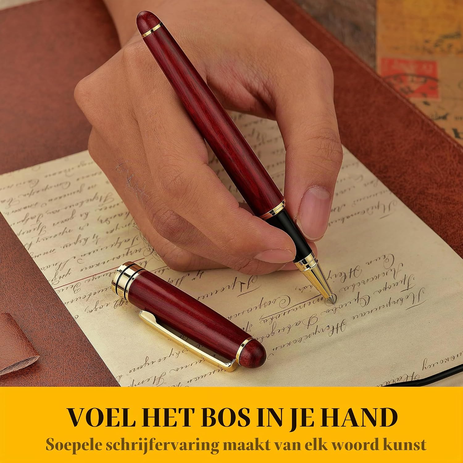 Thumbnail 3 de BEILUNER houten balpen in palissanderkleur, navulbaar met fijne punt