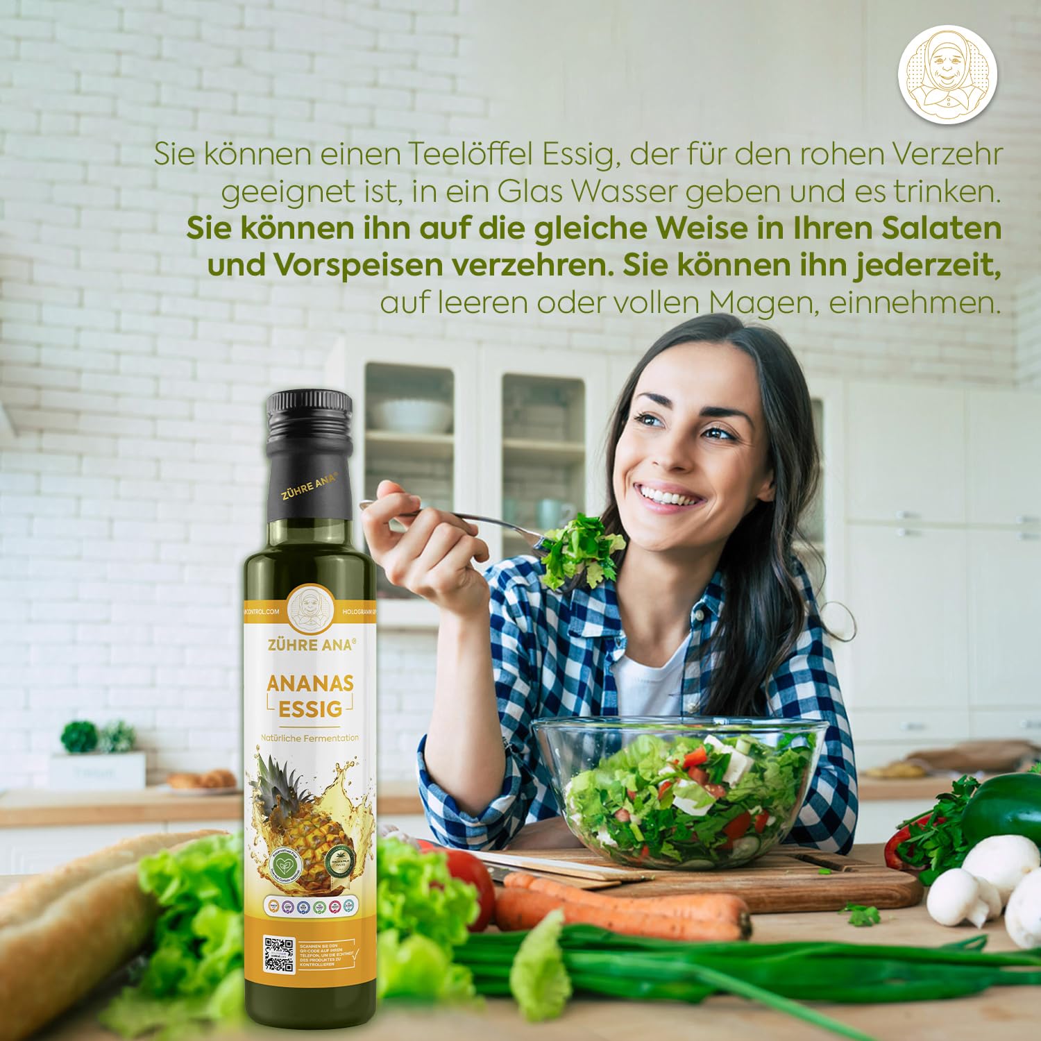 Detalle 2 de Zühre Ana Ananas-Essig 500ml 🥭