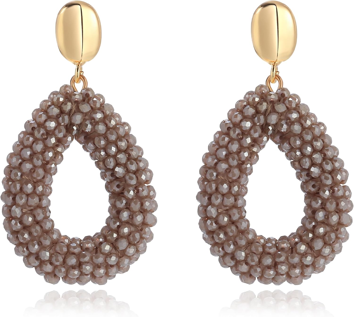 Detalle de Boho Ohrringe hängend für Damen – Tropfenförmige Kristallperlen, leichte Hingucker