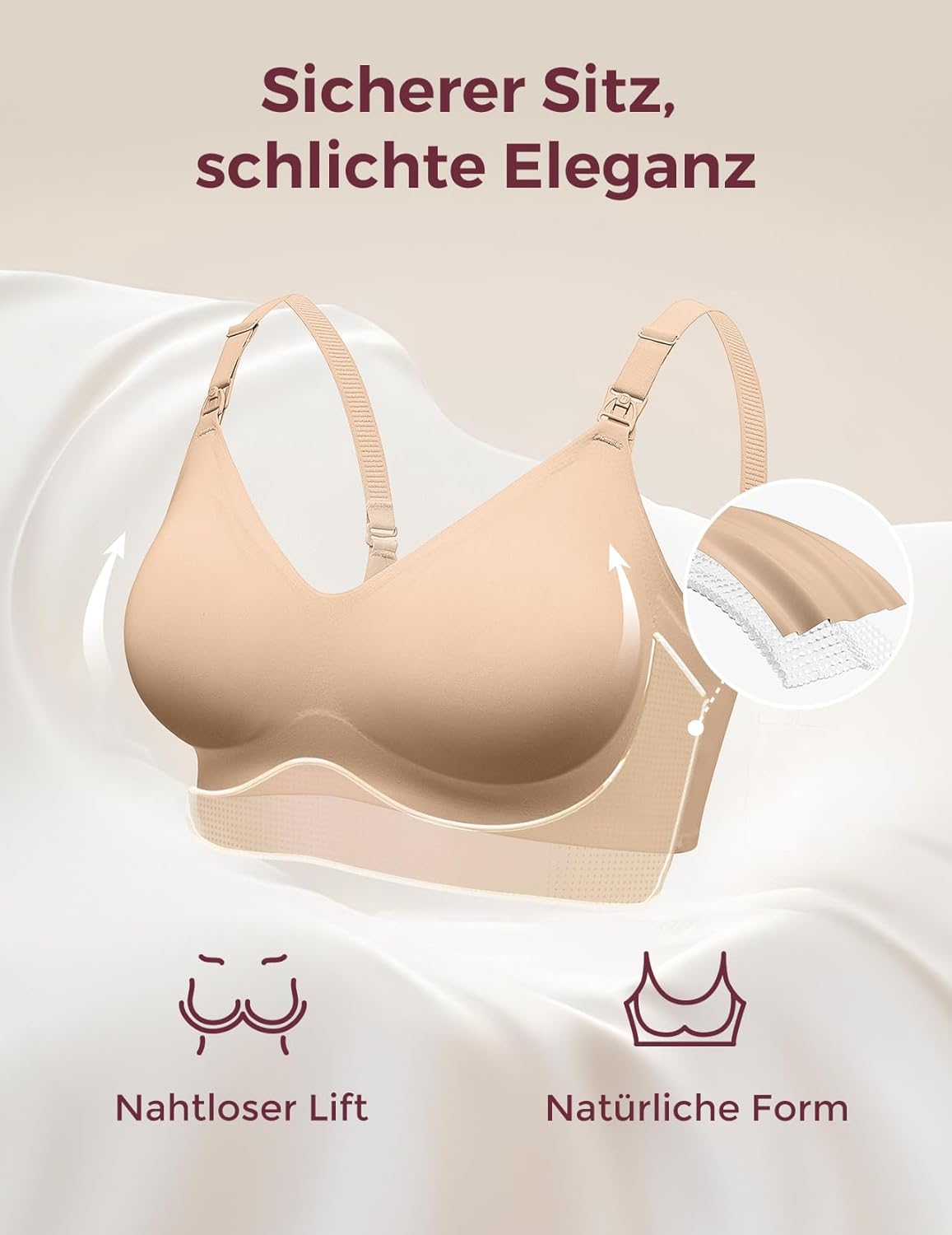 Detalle de Momcozy Still-BH ohne Bügel: Nahtloser, gepolsterter Still-Bralette für Alltag und Schlaf