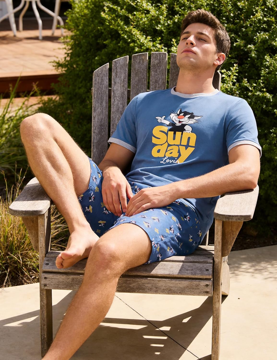 Detalle 2 de Demegimi Mens Short Pyjama Set – Summer Nightwear in Soft Graphic Print