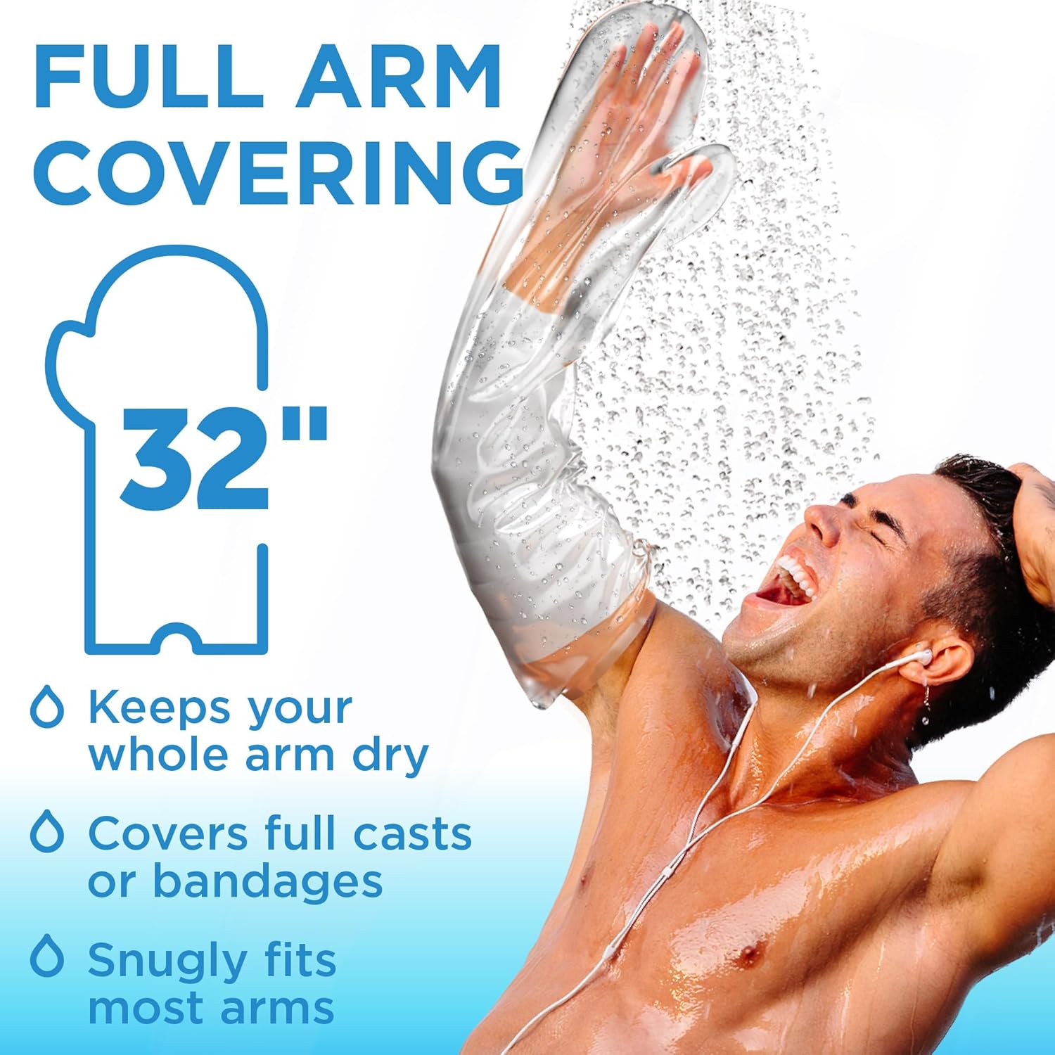 Detalle de 100% Waterproof Cast Covers for Shower Arm - 2-Pack, Reusable Full Arm Sleeves