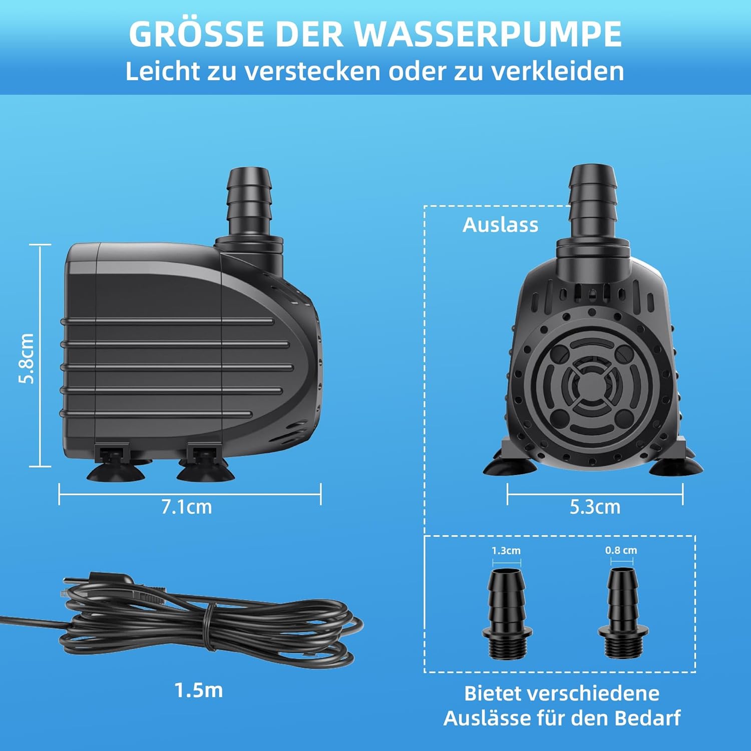 Thumbnail 5 de Biling Förderpumpe 450 L/H – Ultraleise Tauchpumpe für Brunnen, Teich und Aquarien