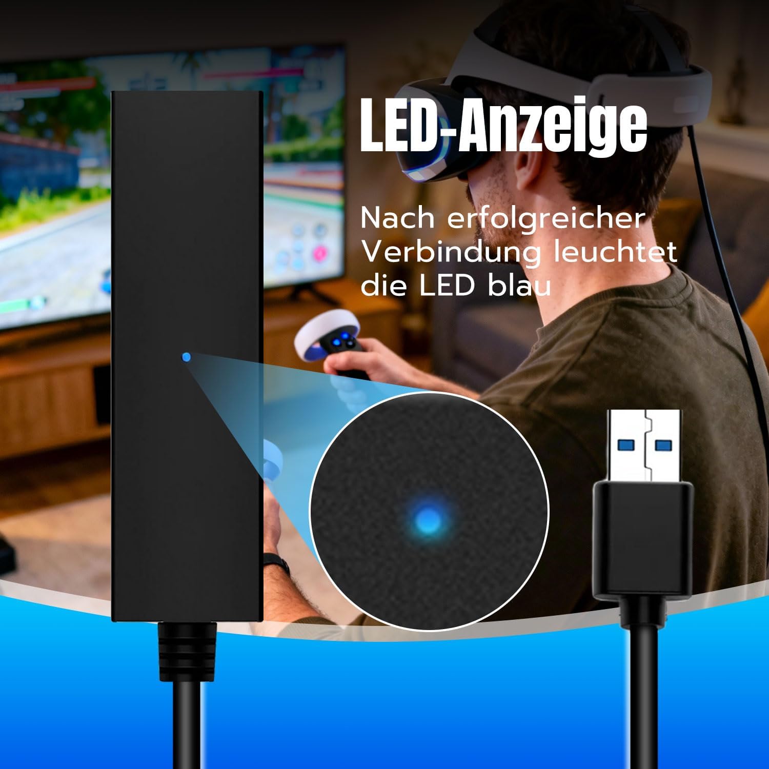 Thumbnail 4 de Tolesum VR Kamera Adapter für PS5/PS5 Pro/PS5 Slim – PS VR/PS4-Kamera-Konverter (USB 3.0, PS VR Zubehör)