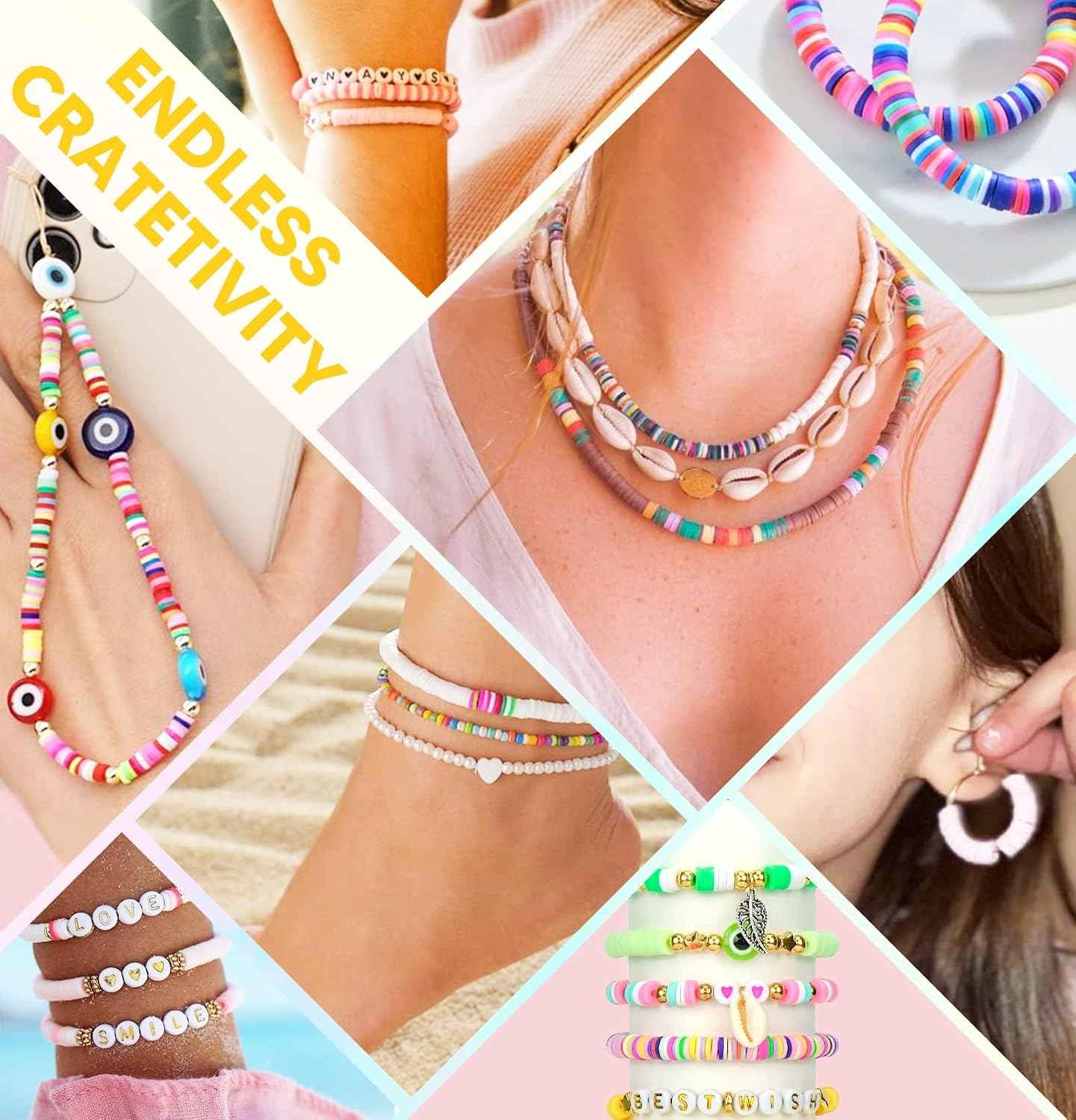 Detalle de Dowsabel DS-CLAY1B Bracelet Making Kit with 5,000 Beads and Charms