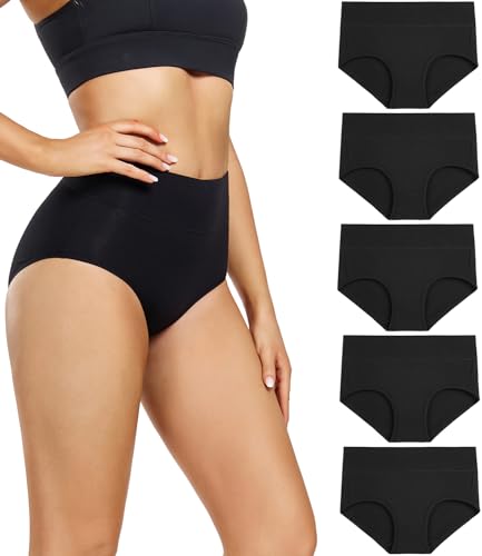 Detalle de wirarpa Culotte Femme Coton Taille Haute - Lot de 5 Noir XL