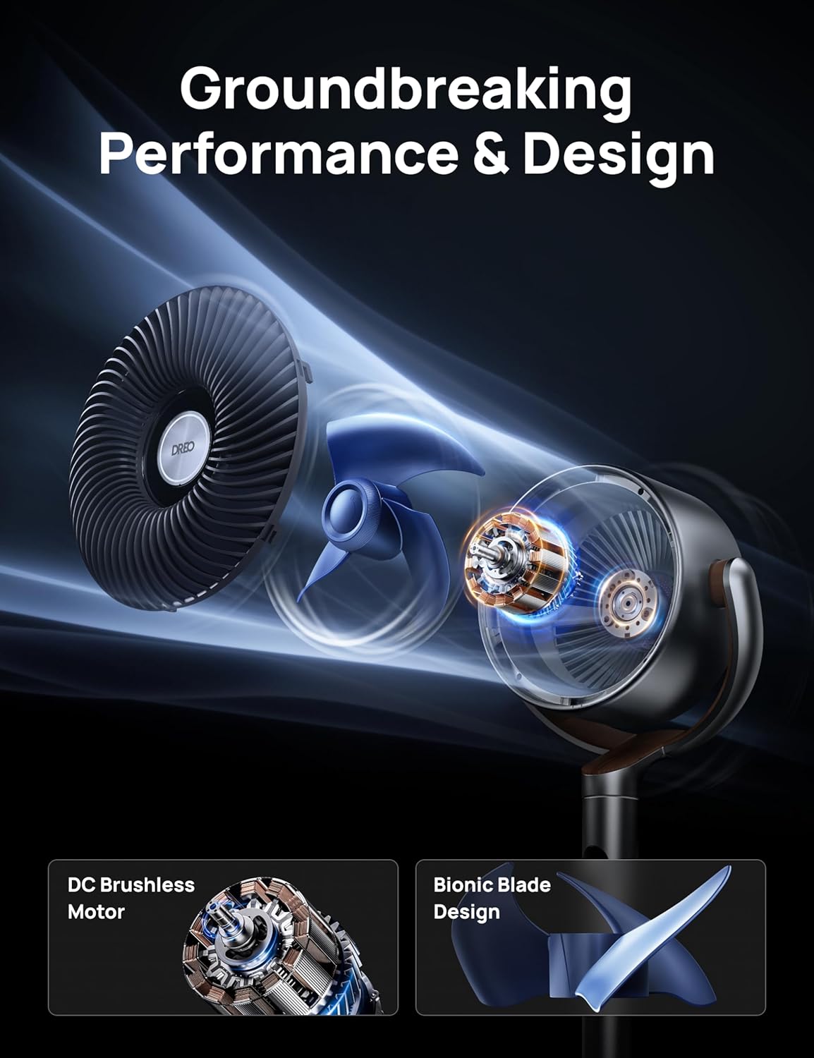 Thumbnail 5 de Dreo Standing Fan: 120°+120° Smart Oscillating Floor Fan with Wi‑Fi/Voice Control