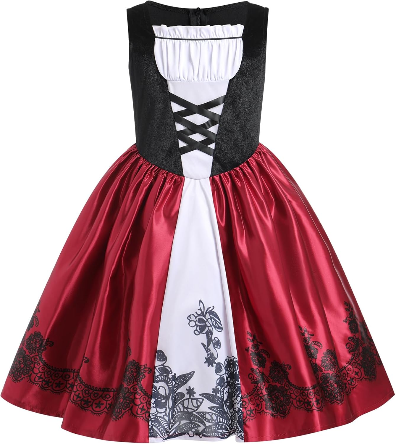 Detalle 2 de IDOPIP Little Red Riding Hood Costume for Girls, 2-Piece Dress and Cape