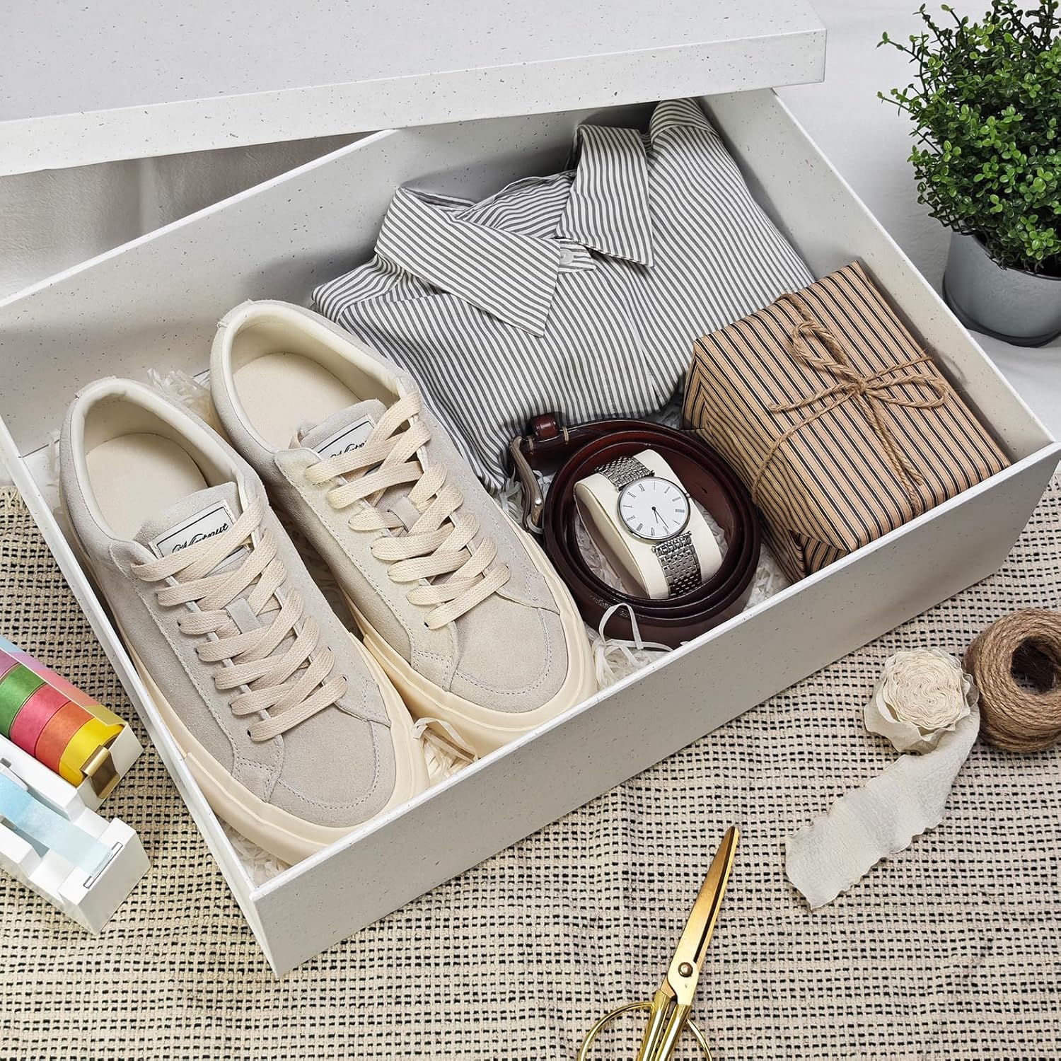 Thumbnail 2 de Tekhoho Off-White Geschenkbox 44x33x14 cm – Extra Große Rechteckige Geschenkbox mit Deckel