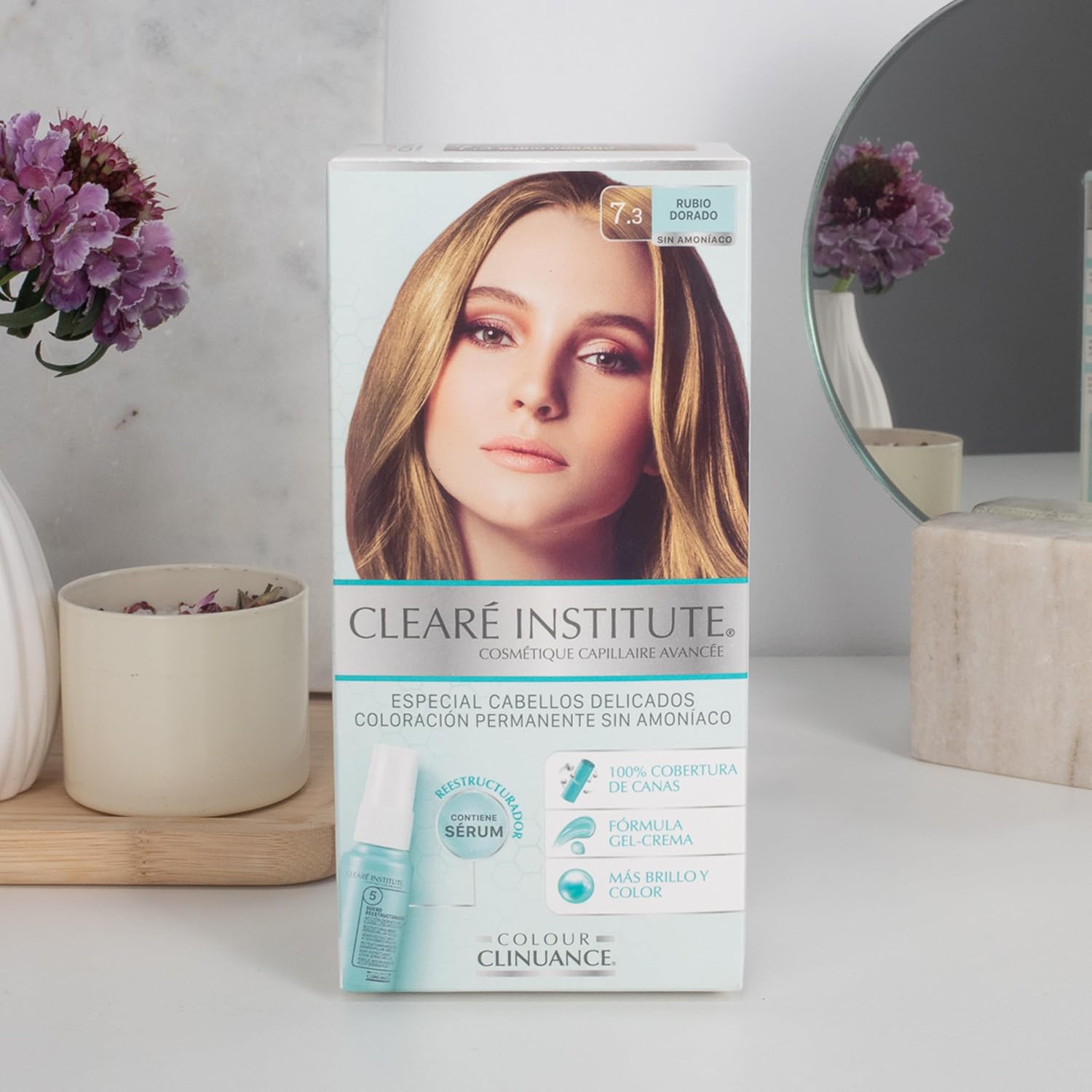 Detalle 2 de Cleare Institute Color Clinuance permanent hårfärg 7.3 guldblond, ammoniakfri kräm