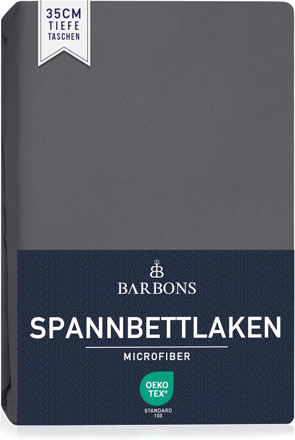 Detalle de BARBONS Spannbettlaken 180x200 cm – 35 cm Tiefe, OEKO-TEX, gebürstete Mikrofaser