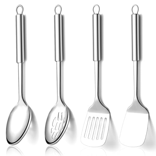 Homquen 4-teiliges Küchenutensilien-Set aus Edelstahl – Pfannenwender, Kochlöffel und mehr