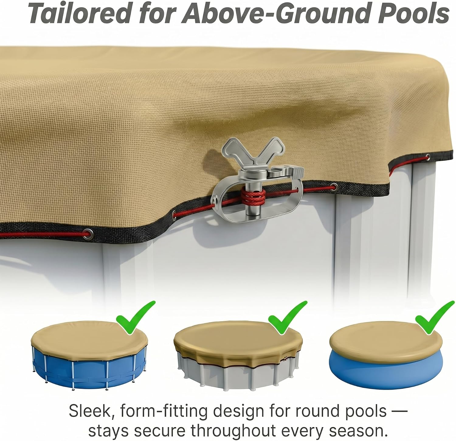 Detalle 2 de HydrGeara PCW-28BE 28-Foot Round Winter Pool Cover, 500D, 195 GSM