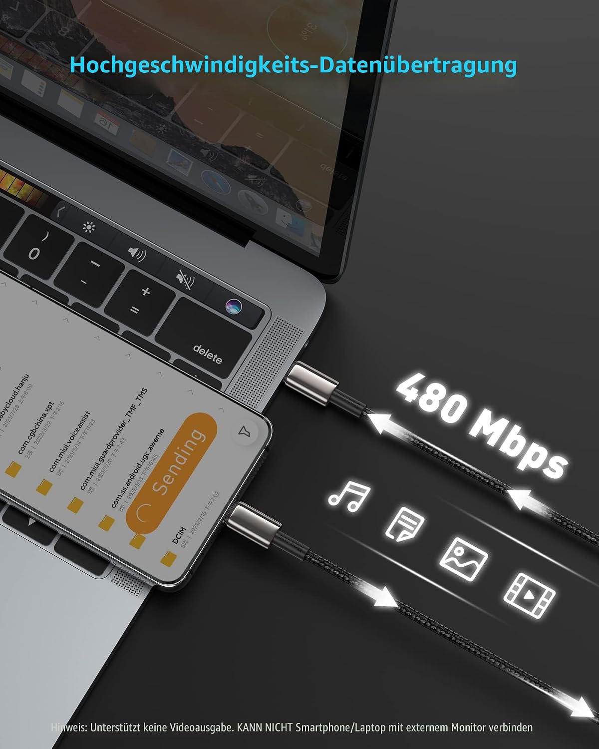 Thumbnail 4 de Baseus USB‑C Kabel 100W, 1 m – PD/QC 4.0 Schnellladung mit Zinklegierung