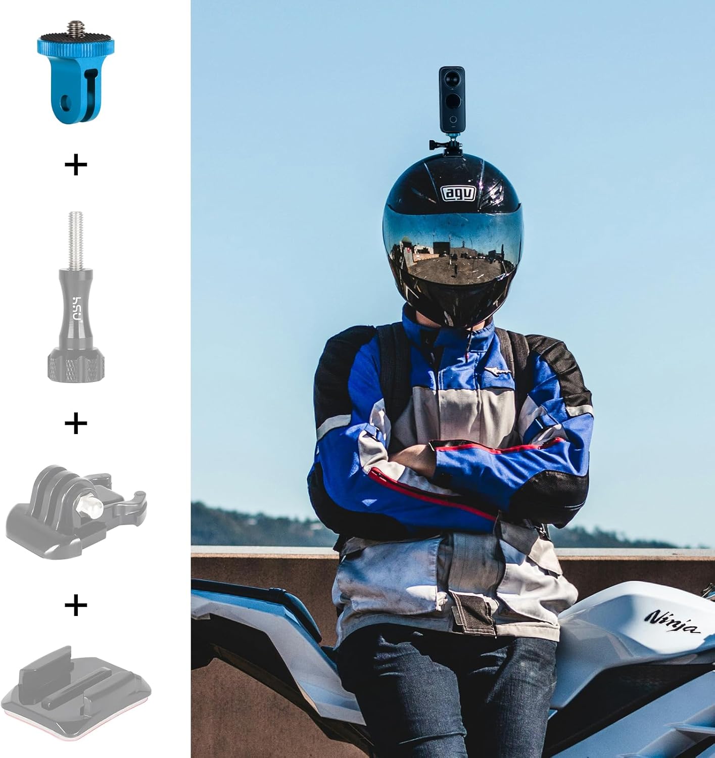Thumbnail 5 de HSU Aluminium 1/4 Zoll Kamerahalterung & Stativadapter für Action-Cams (2er-Set, blau)