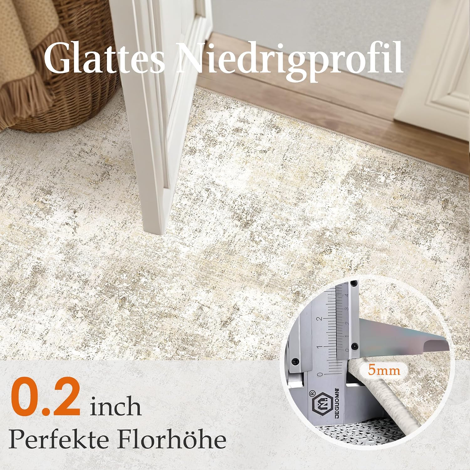Thumbnail 2 de PureCozy Teppich Wohnzimmer 160x230cm – Abstrakt, Waschbar, Rutschfeste Kurzflor-Option
