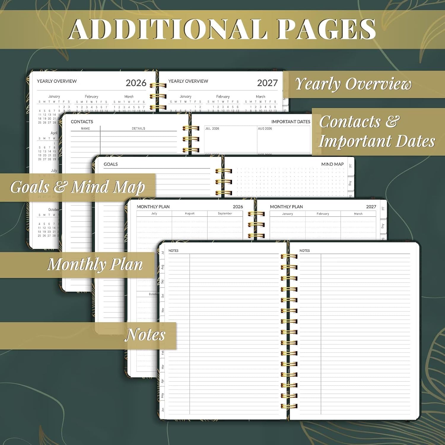 Detalle de Lonely Oak 2026-2027 A5 Academic Planner, Black Gold, Daily, Weekly and Monthly