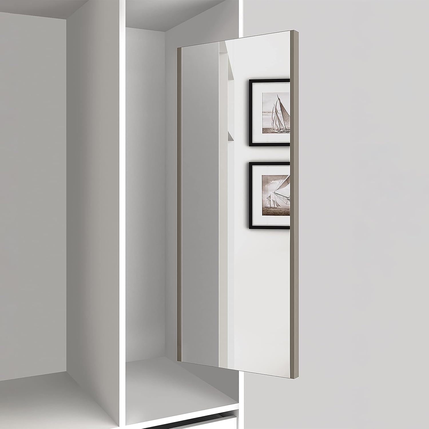 Thumbnail 4 de Emuca - Miroir extractible pour l'intérieur de l'armoire, cadre gris pierre, 1000 x 340 mm