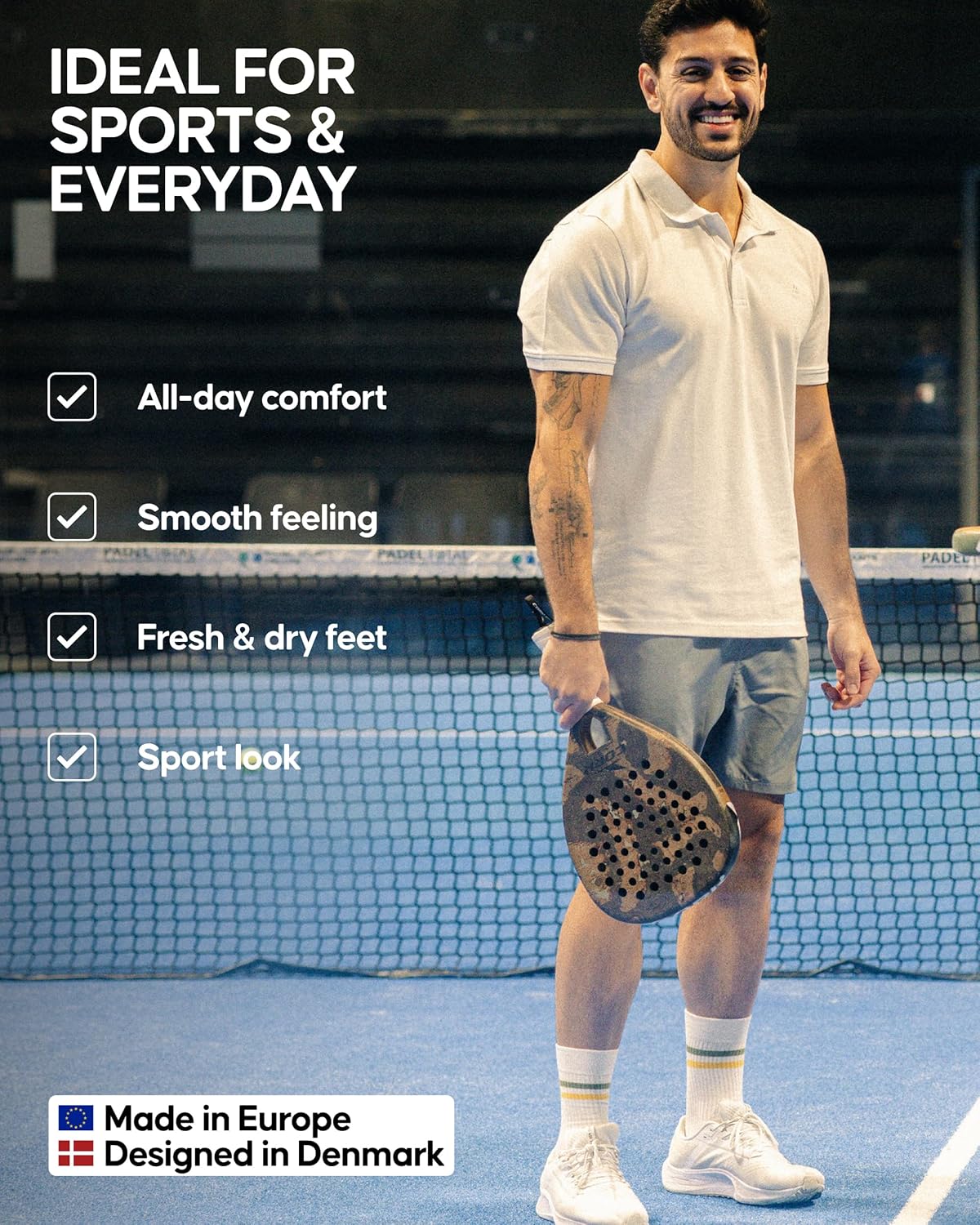 Thumbnail 2 de DANISH ENDURANCE Tennis Crew Socks – Organic Cotton, Cushioned, 3 or 6 Pack