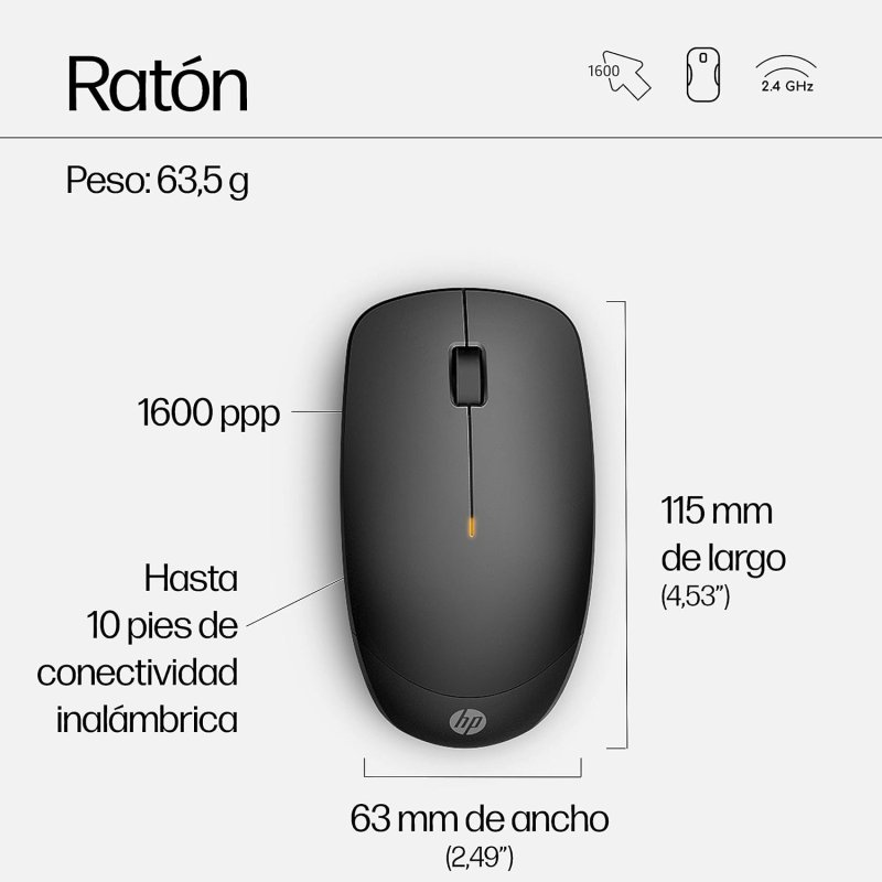 Thumbnail 1 de HP 230 Combo: Teclado y Ratón Inalámbricos con receptor USB-A (ES) Negro