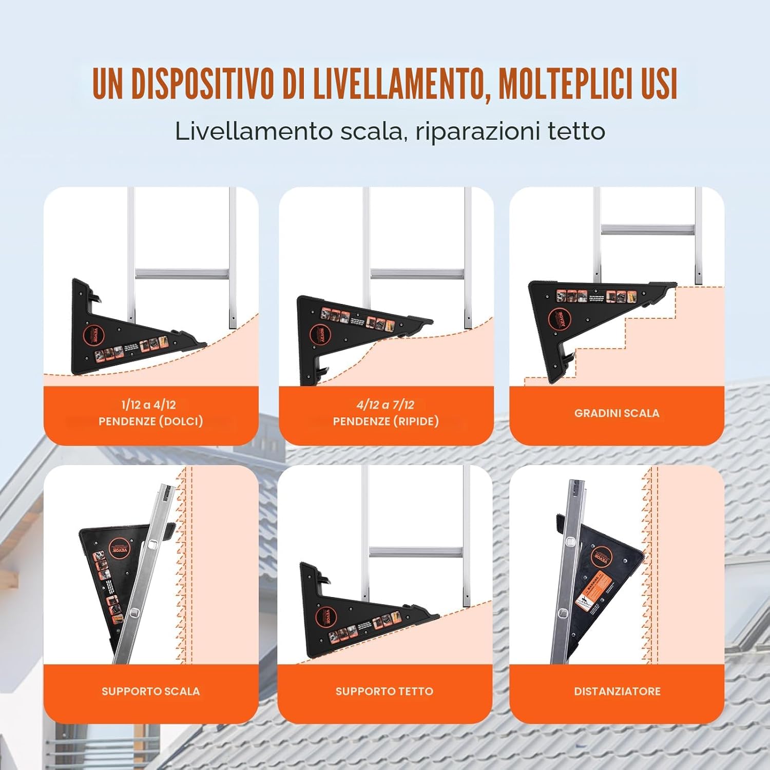 Detalle de VEVOR livellatore per scale e stabilizzatore per scale fino a 172,4 kg
