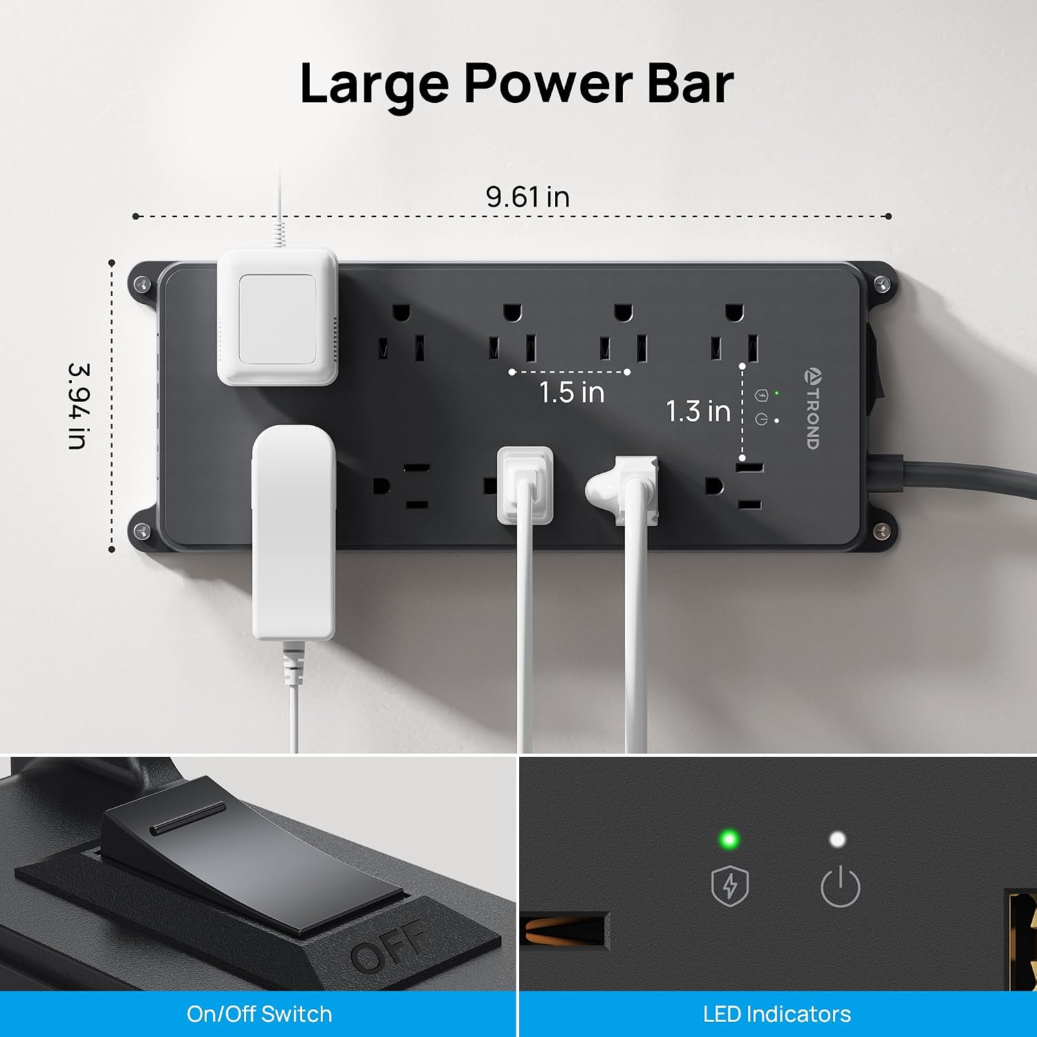 Thumbnail 6 de TROND Surge Protector Power Bar, 10 Outlets