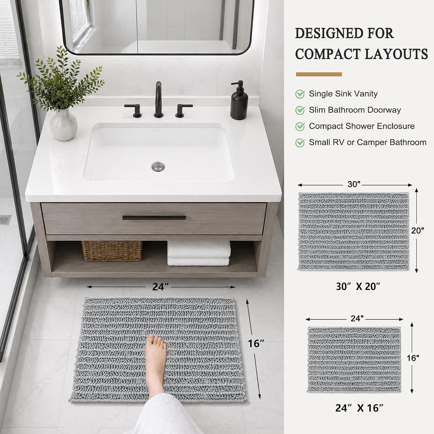 Detalle 2 de Arotive Chenille Bath Mat 24x16
