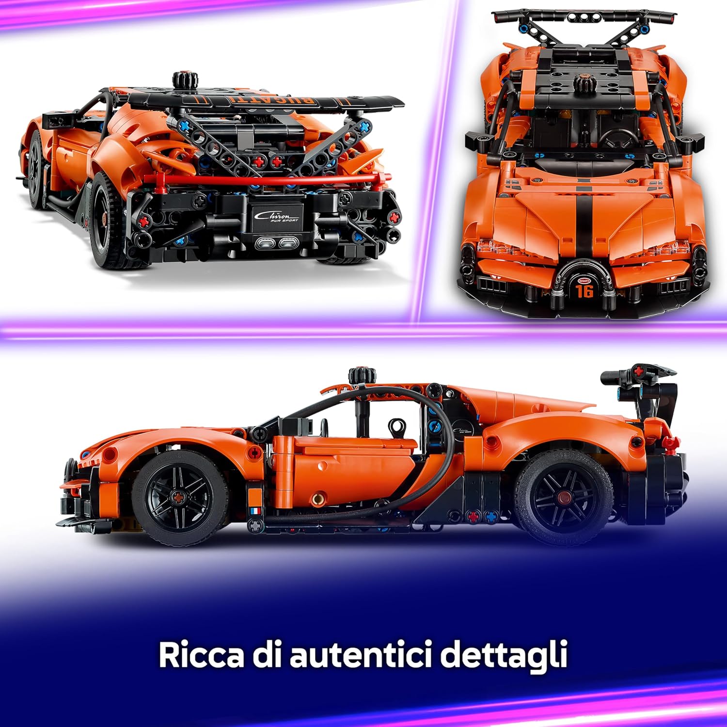 Detalle de LEGO Technic Bugatti Chiron Pur Sport 42222 – Auto da corsa da costruire per appassionati di sport motoristici