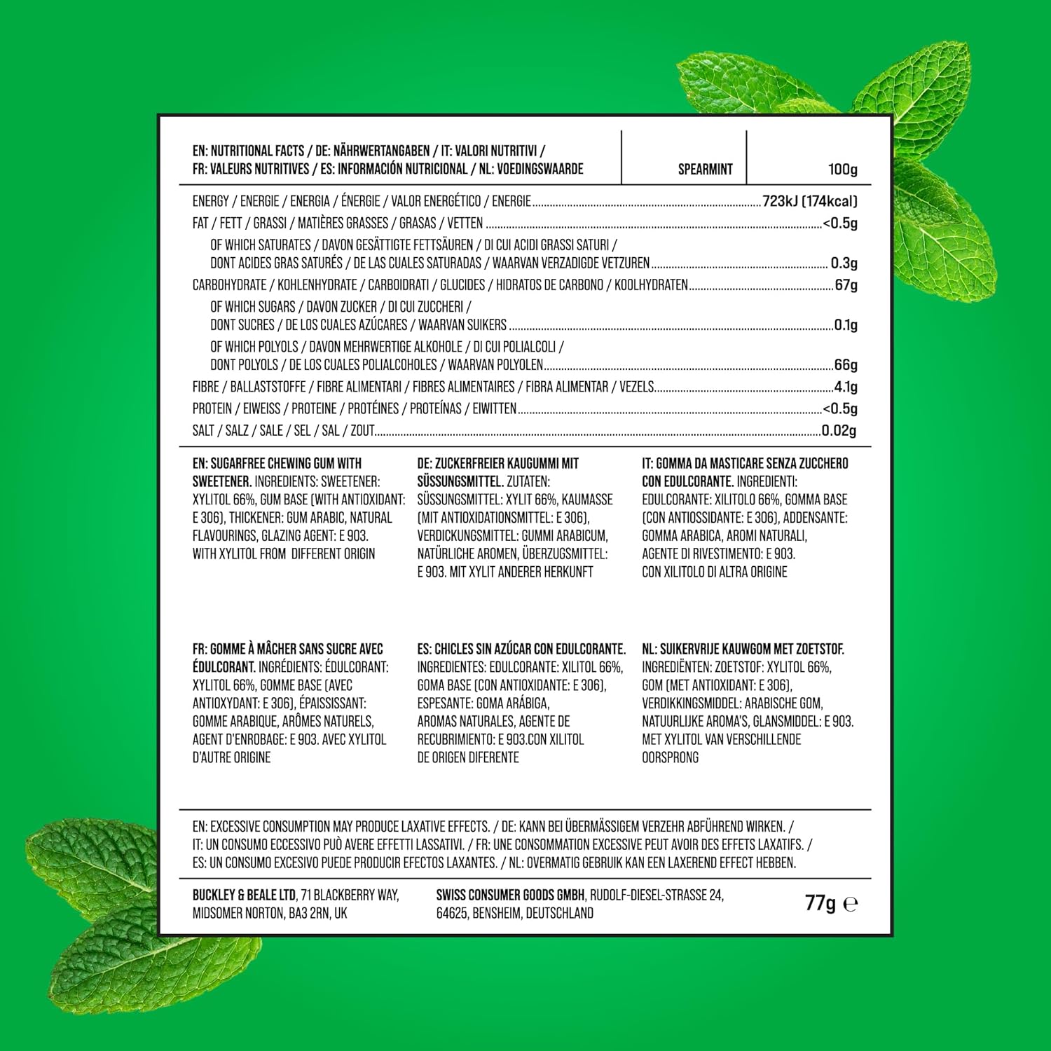 Thumbnail 1 de PUR Gum Sans Sucre au Xylitol Spearmint — 55 pièces (lot de 3), végan, sans gluten