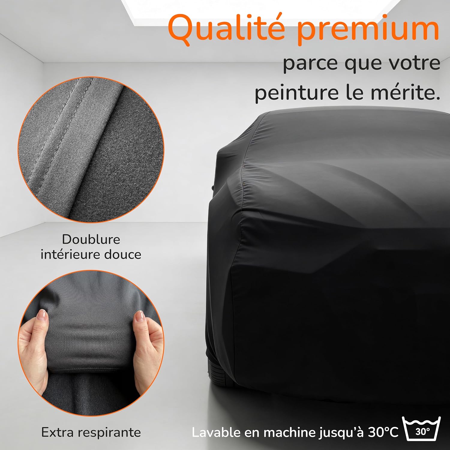 Detalle 2 de Upgrade4cars Housse Voiture Intérieur Elastique – Taille SUV L (480-525 cm)