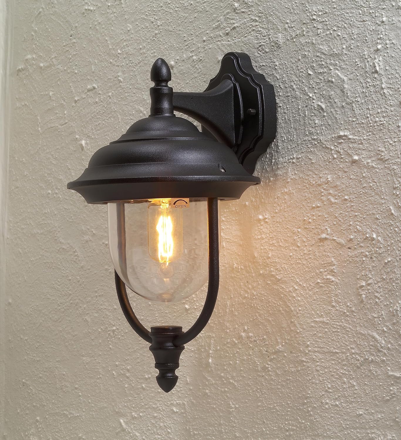 Detalle 2 de Konstsmide Parma 7222-750 – kinkiet zewnętrzny IP43, czarny mat
