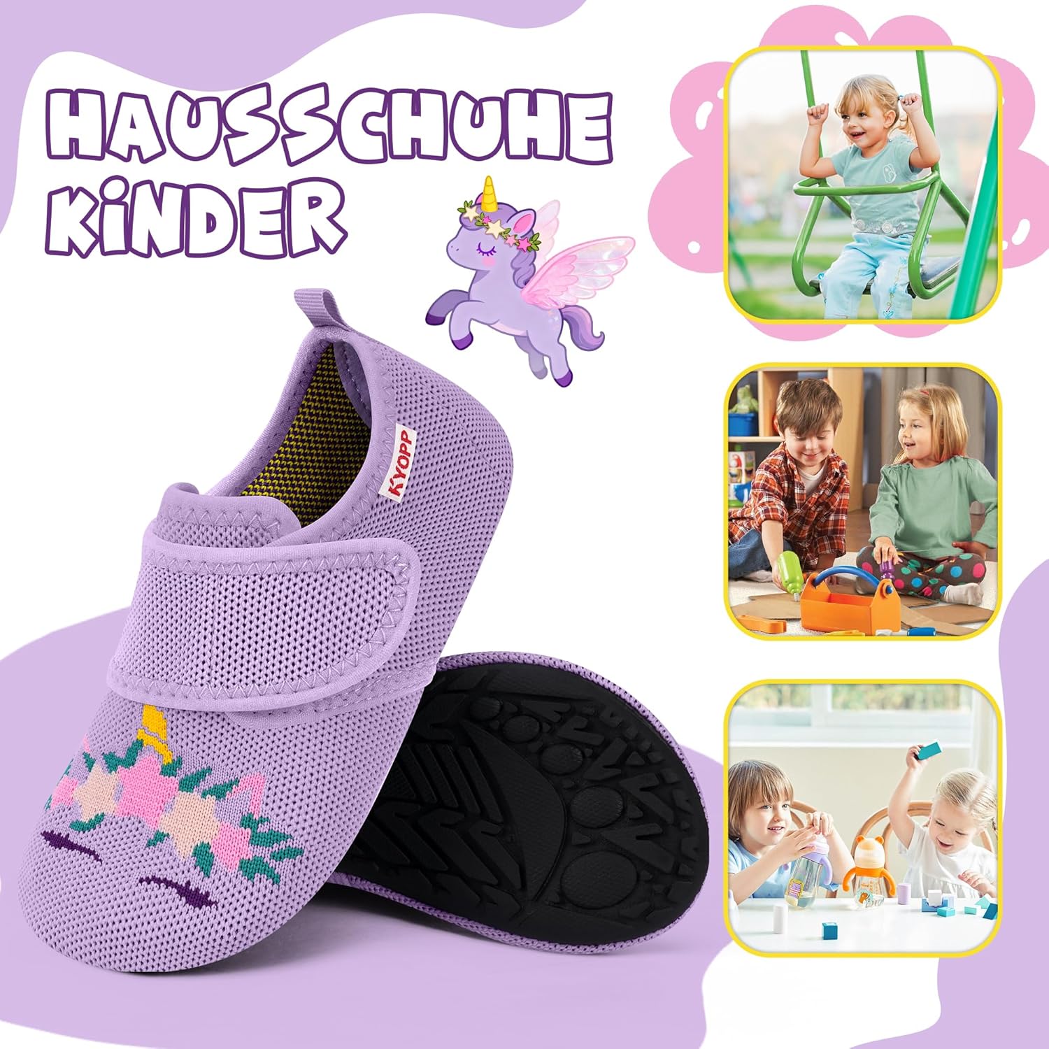 Detalle de Kyopp Kinder Barfußschuhe mit Klett, rutschfest