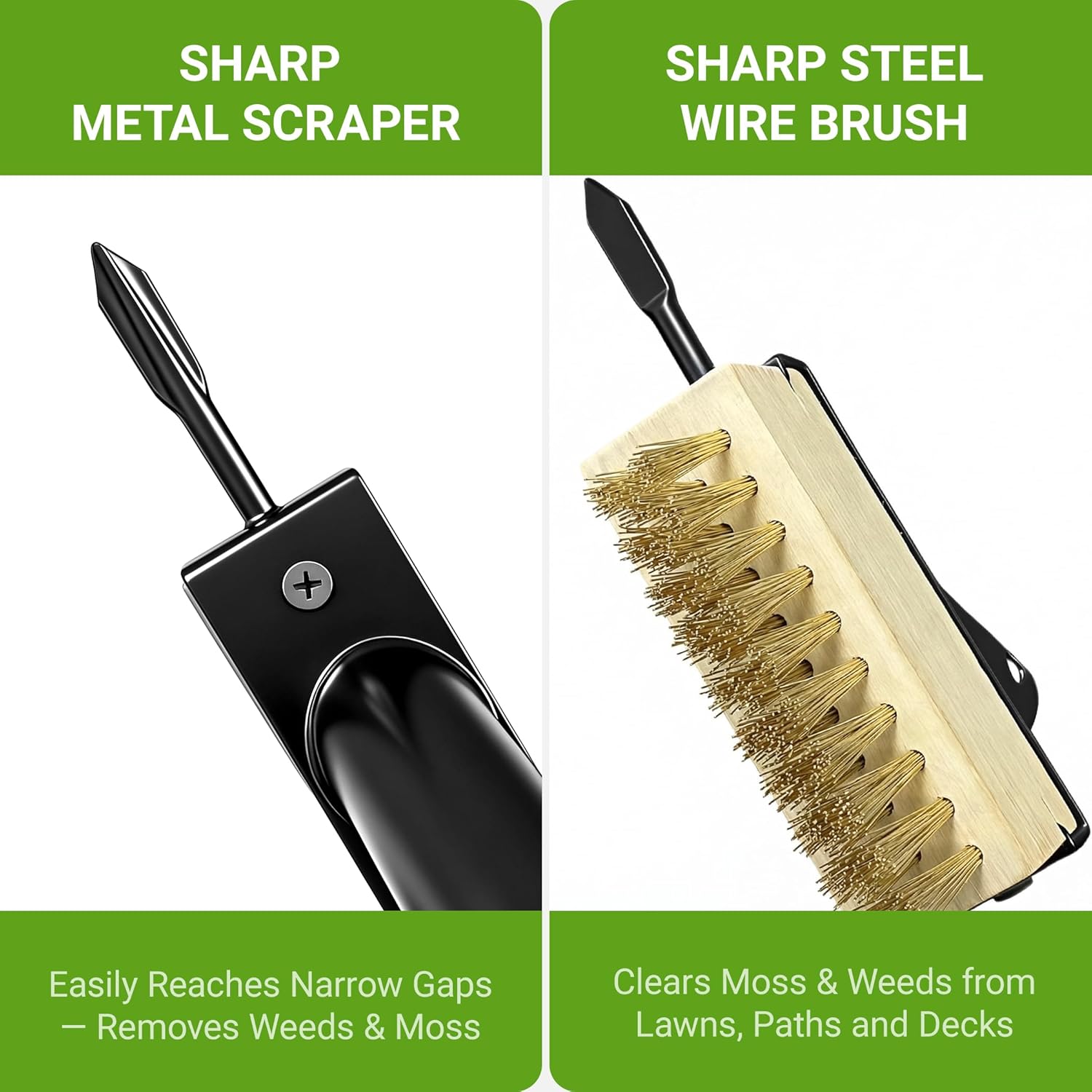 Thumbnail 2 de Draome Weed Removal Brush & Moss Remover Tool Set – 2 Sets with Replaceable Heads and 63" Reach
