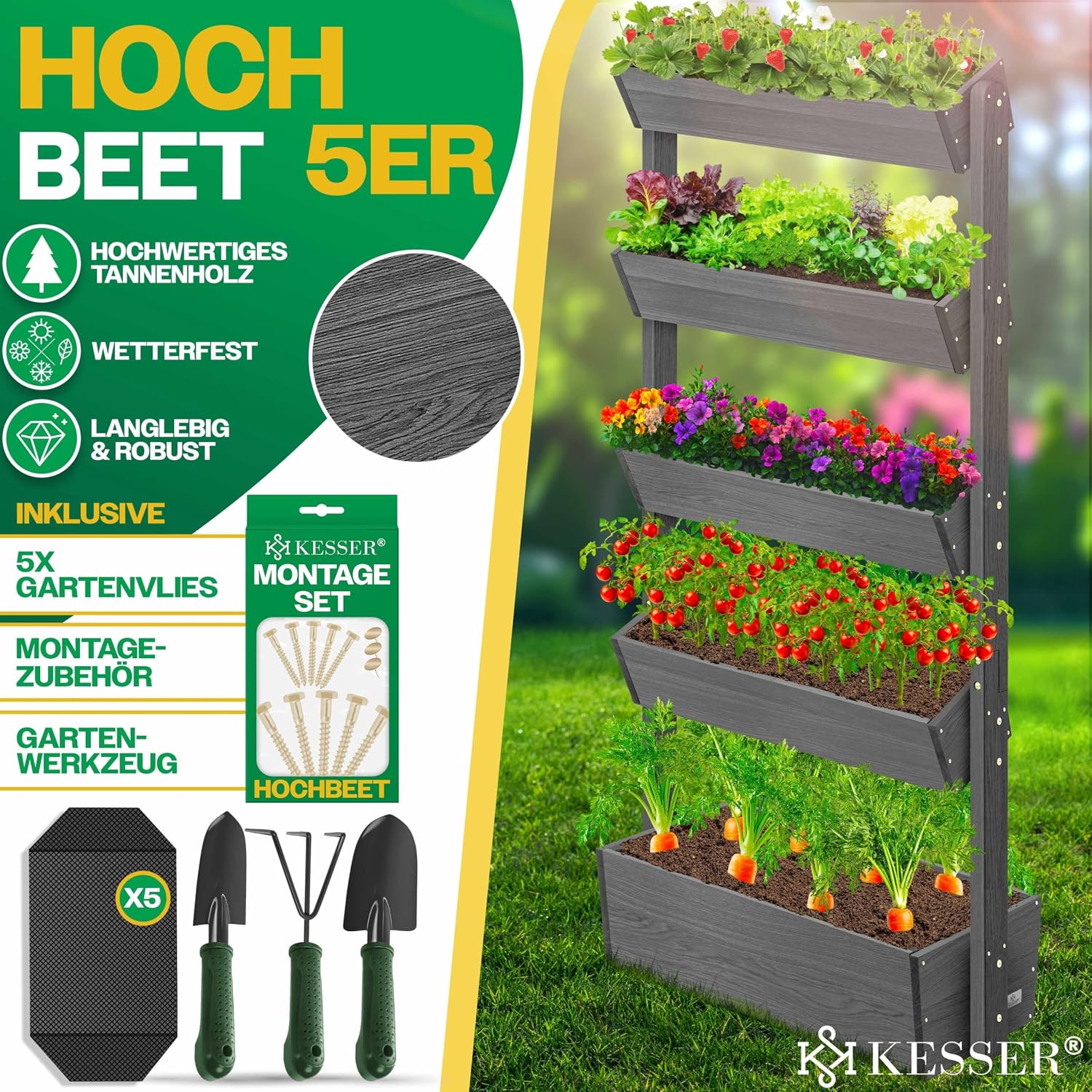Detalle 2 de KESSER® Huerto Elevado con Estanterías 🌱 de 5 Niveles