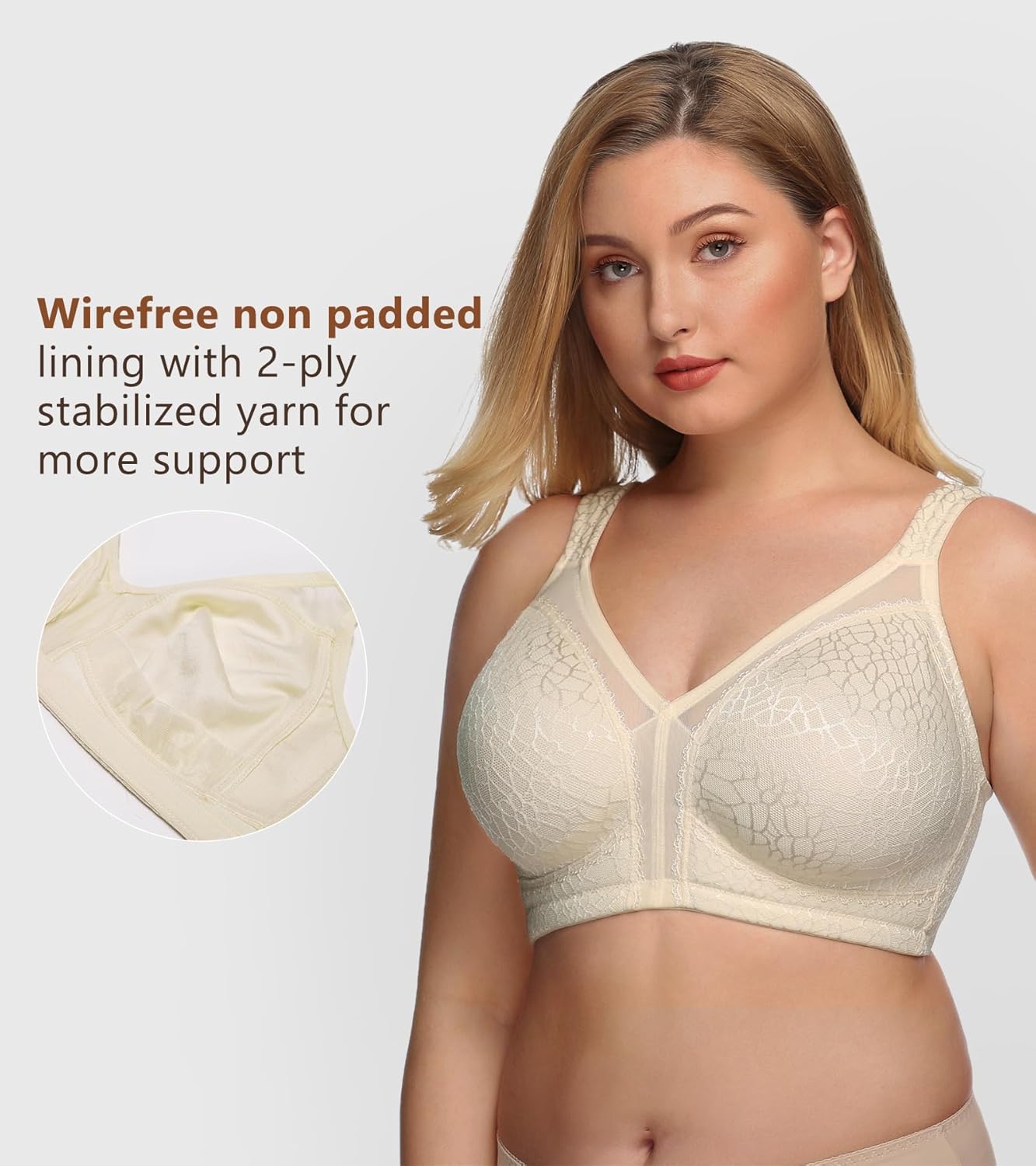 Thumbnail 3 de DotVol Damen Komfort Vollschalen Minimizer BH – Drahtlos, Große Größen, Bügellos