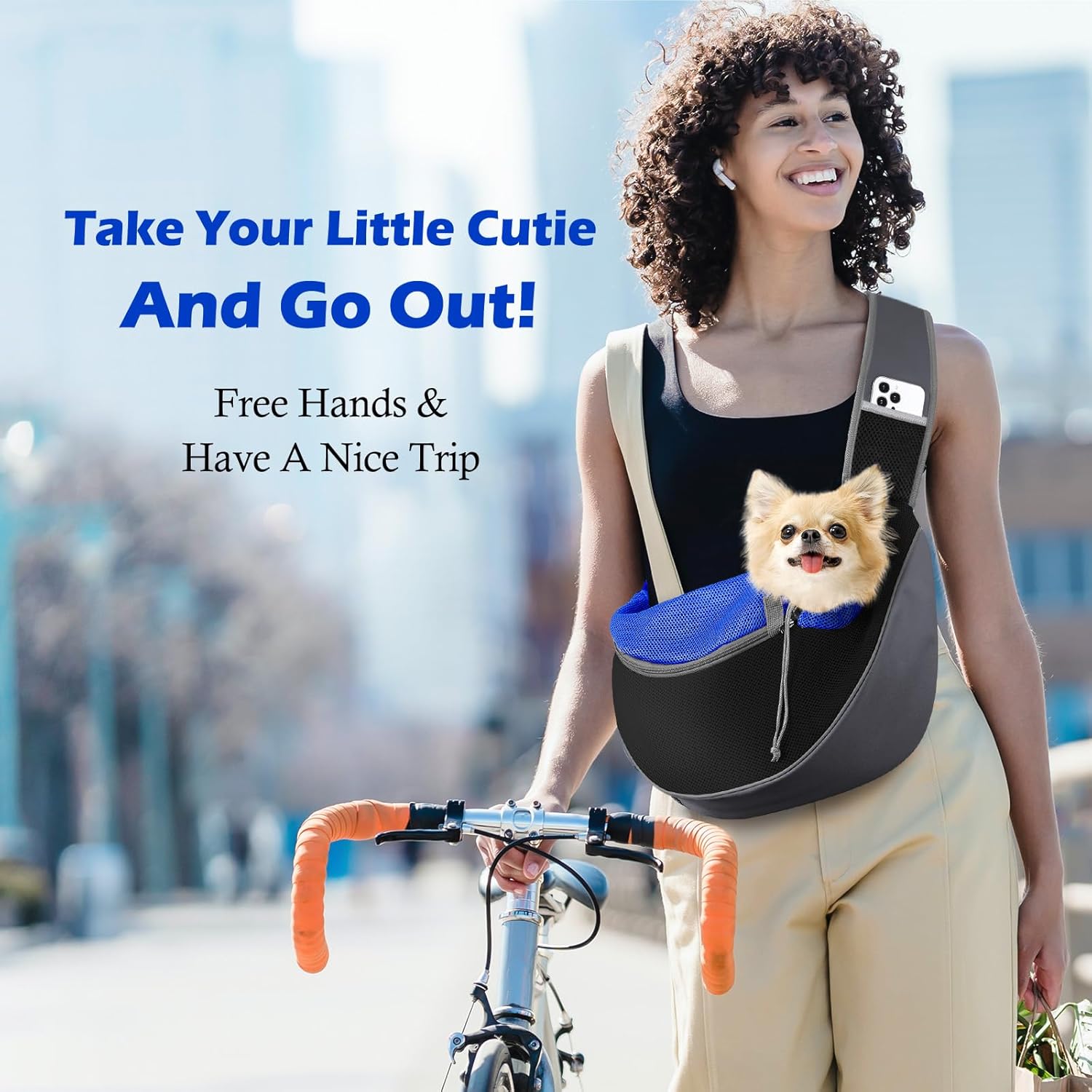 Detalle de Pawaboo Dog Sling Carrier: Breathable, Hand-Free Comfort for Outdoor Outings