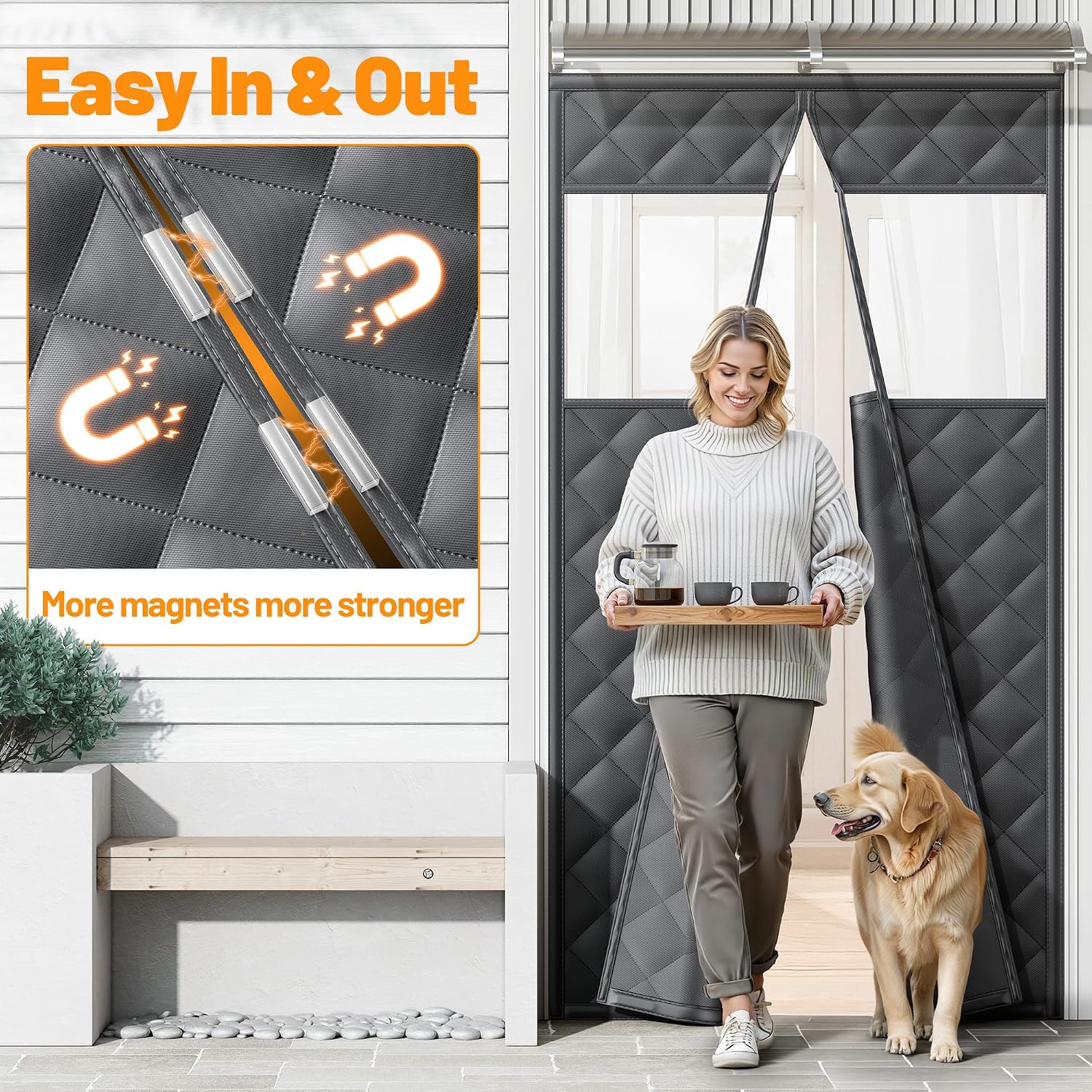 Thumbnail 2 de Magnetic insulated door curtain, 30 x 80 inches