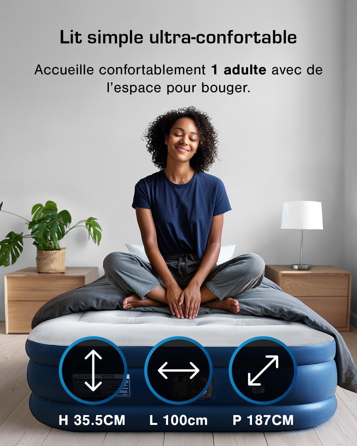 Thumbnail 4 de Active Era Matelas gonflable 1 place 99×188×36,5 cm – Confort Max avec pompe électrique intégrée